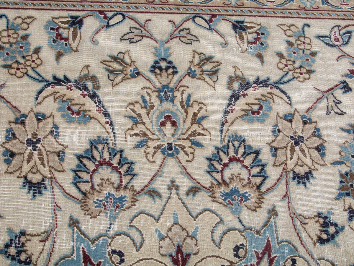 Persian Nain oversized rug in cream and dusty blue, view 14 of 20