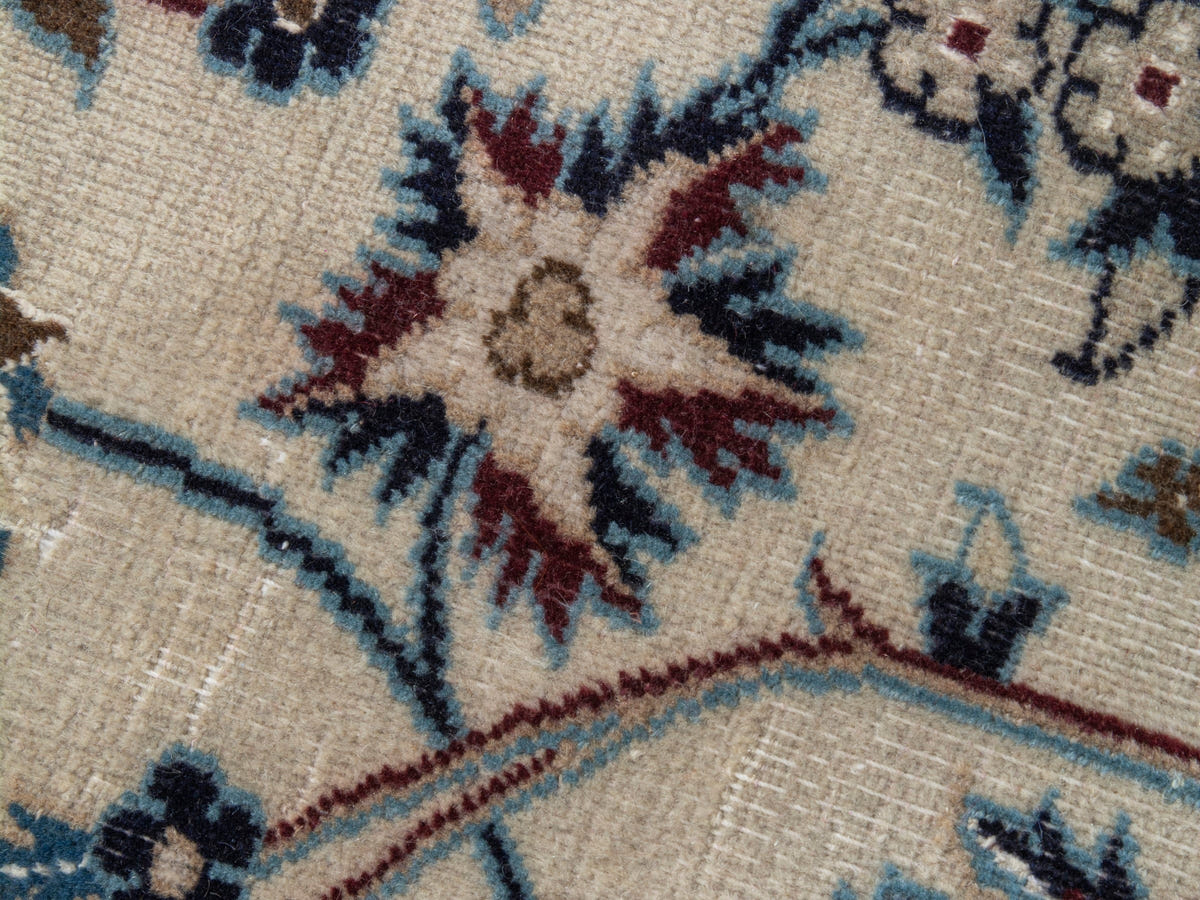 Persian Nain oversized rug in cream and dusty blue, view 15 of 20
