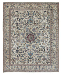 Persian Nain oversized rug in cream and dusty blue, view 2 of 20