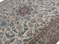 Persian Nain oversized rug in cream and dusty blue, view 5 of 20