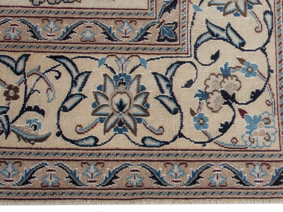 Persian Nain oversized rug in cream and dusty blue, view 6 of 20