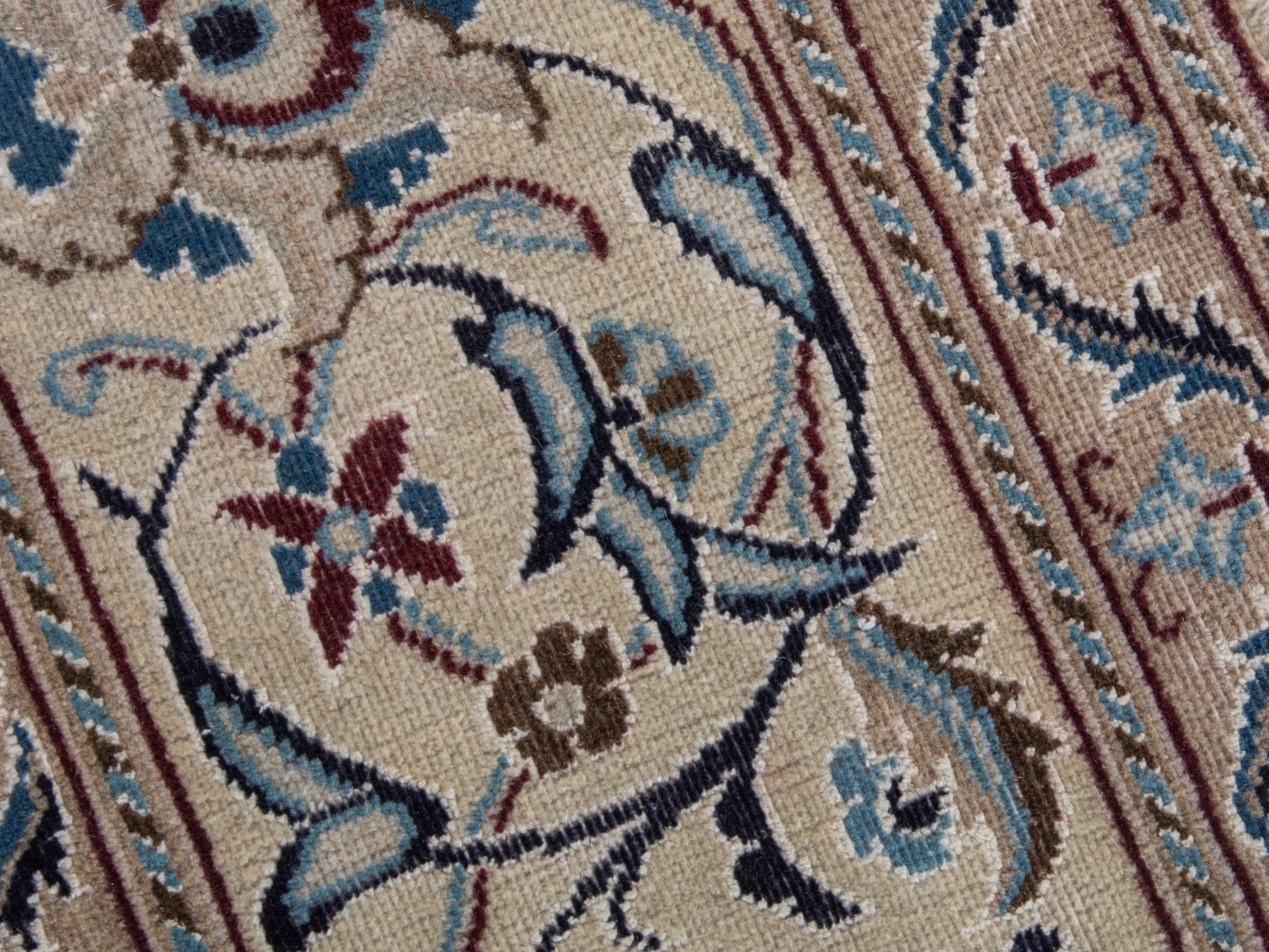 Persian Nain oversized rug in cream and dusty blue, view 8 of 19
