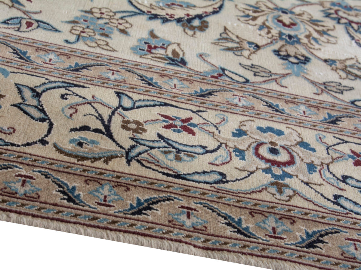 Persian Nain oversized rug in cream and dusty blue, view 9 of 20