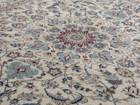 Persian Nain oversized rug in cream and dusty blue, view 10 of 20