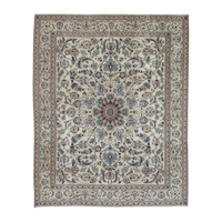 Persian Nain oversized rug in cream and dusty blue, 8' x 9'5"
