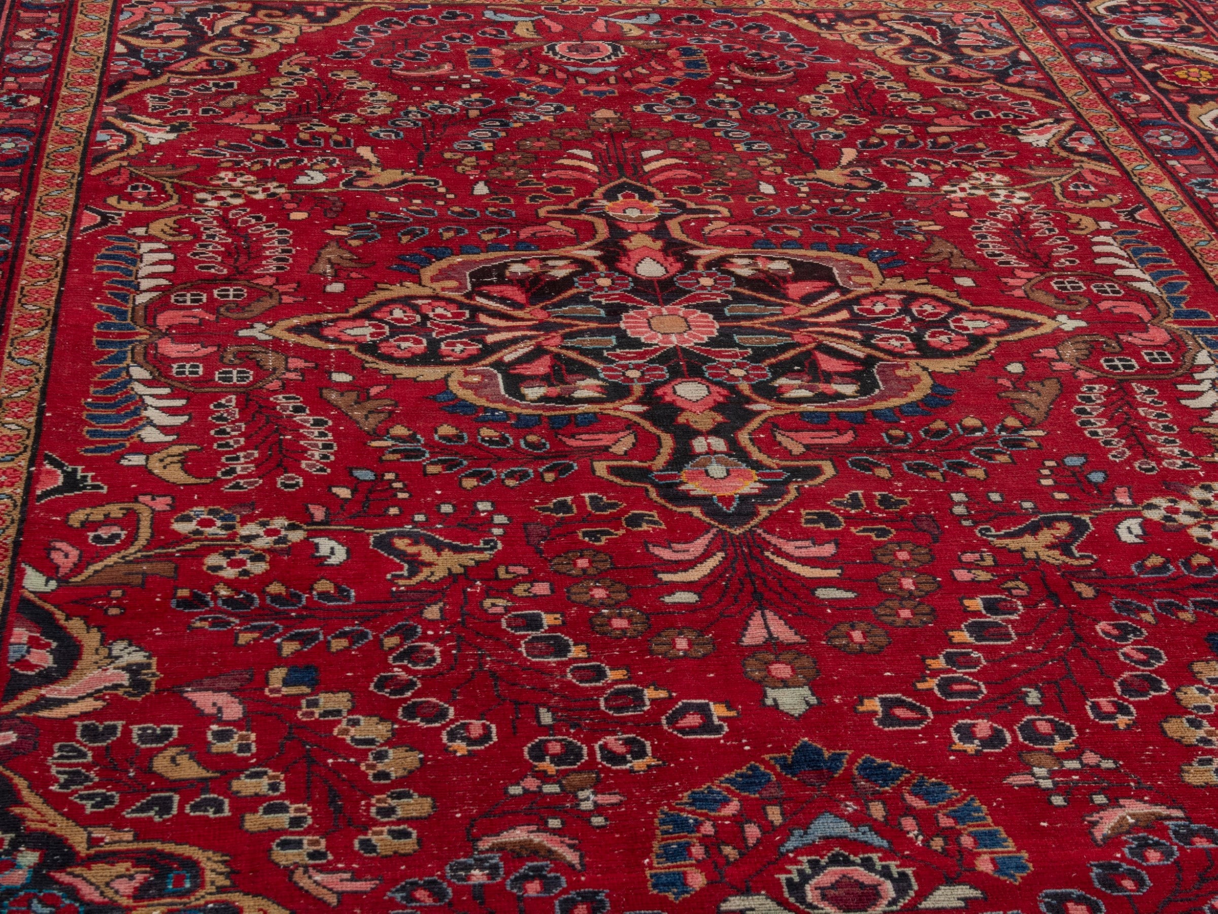 Persian Lilihan area rug in deep red and dark blue, view 8 of 24