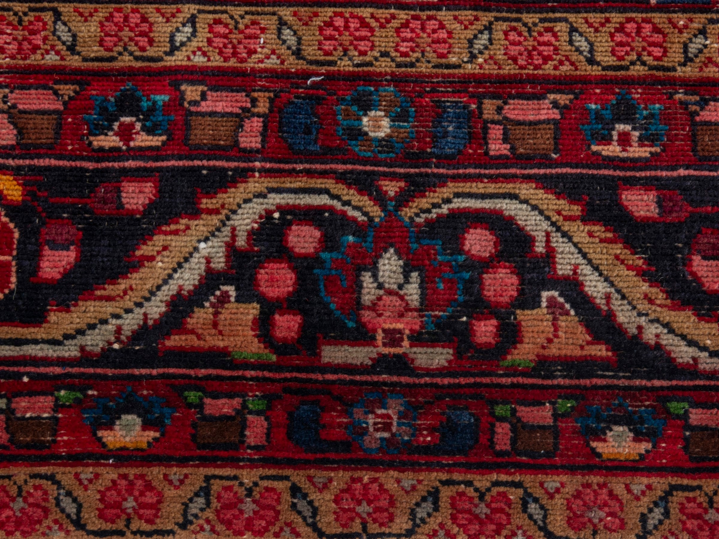 Persian Lilihan area rug in deep red and dark blue, view 11 of 24