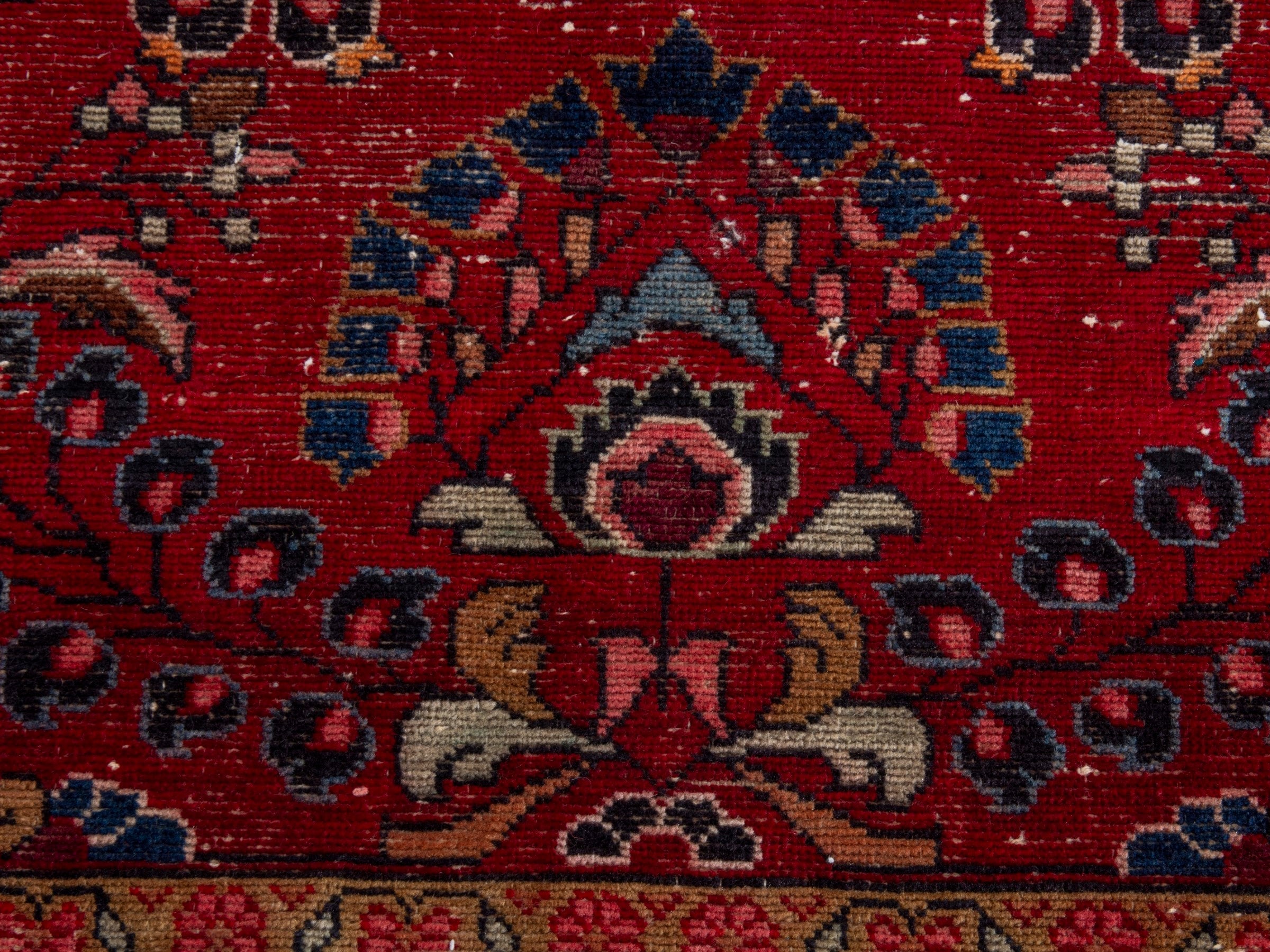 Persian Lilihan area rug in deep red and dark blue, view 12 of 24