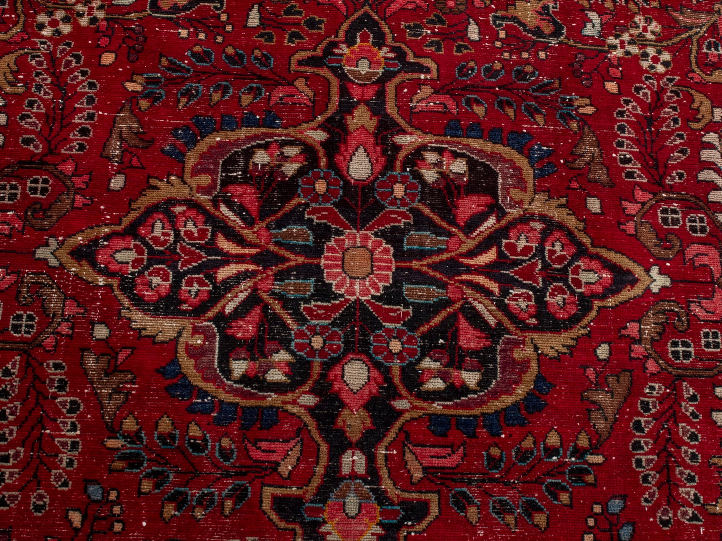 Persian Lilihan area rug in deep red and dark blue, view 13 of 24