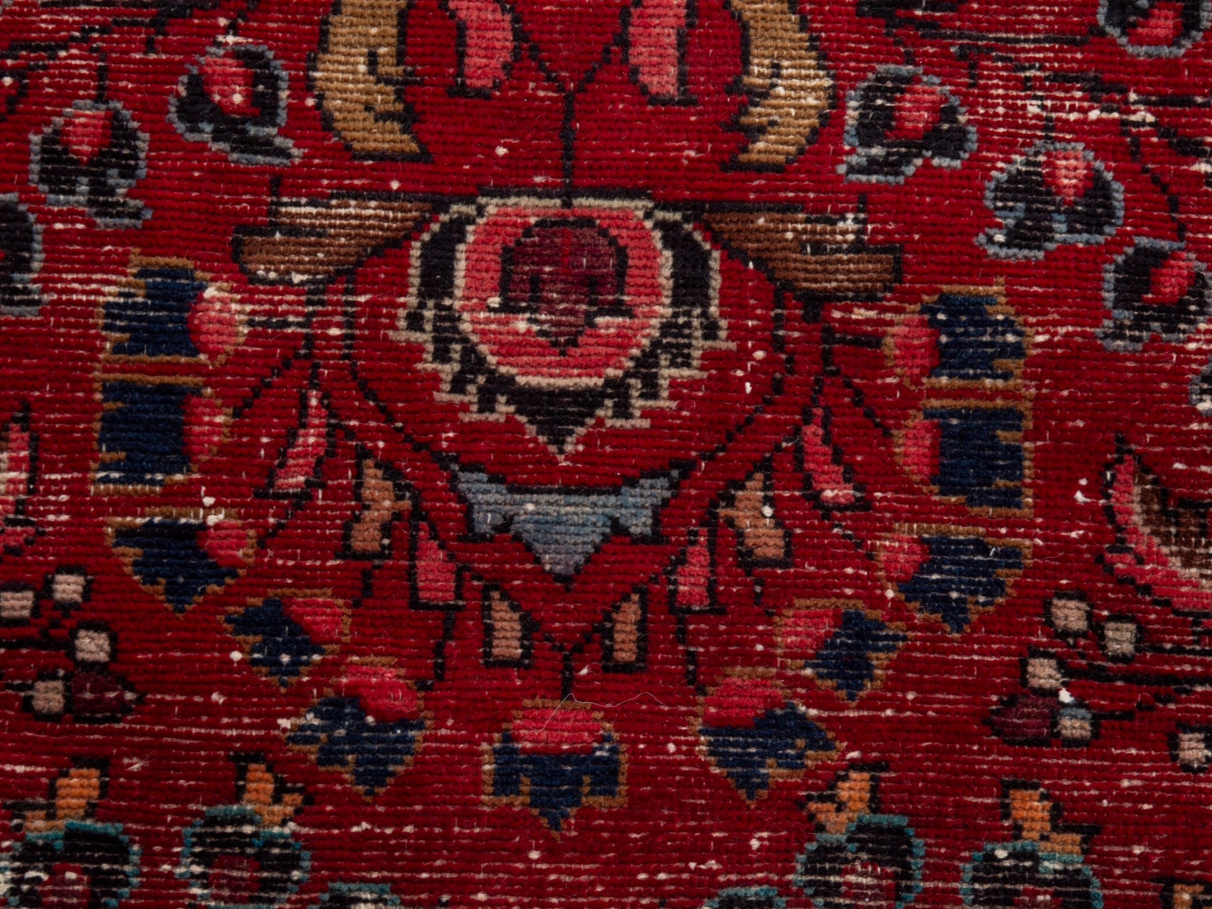 Persian Lilihan area rug in deep red and dark blue, view 15 of 24