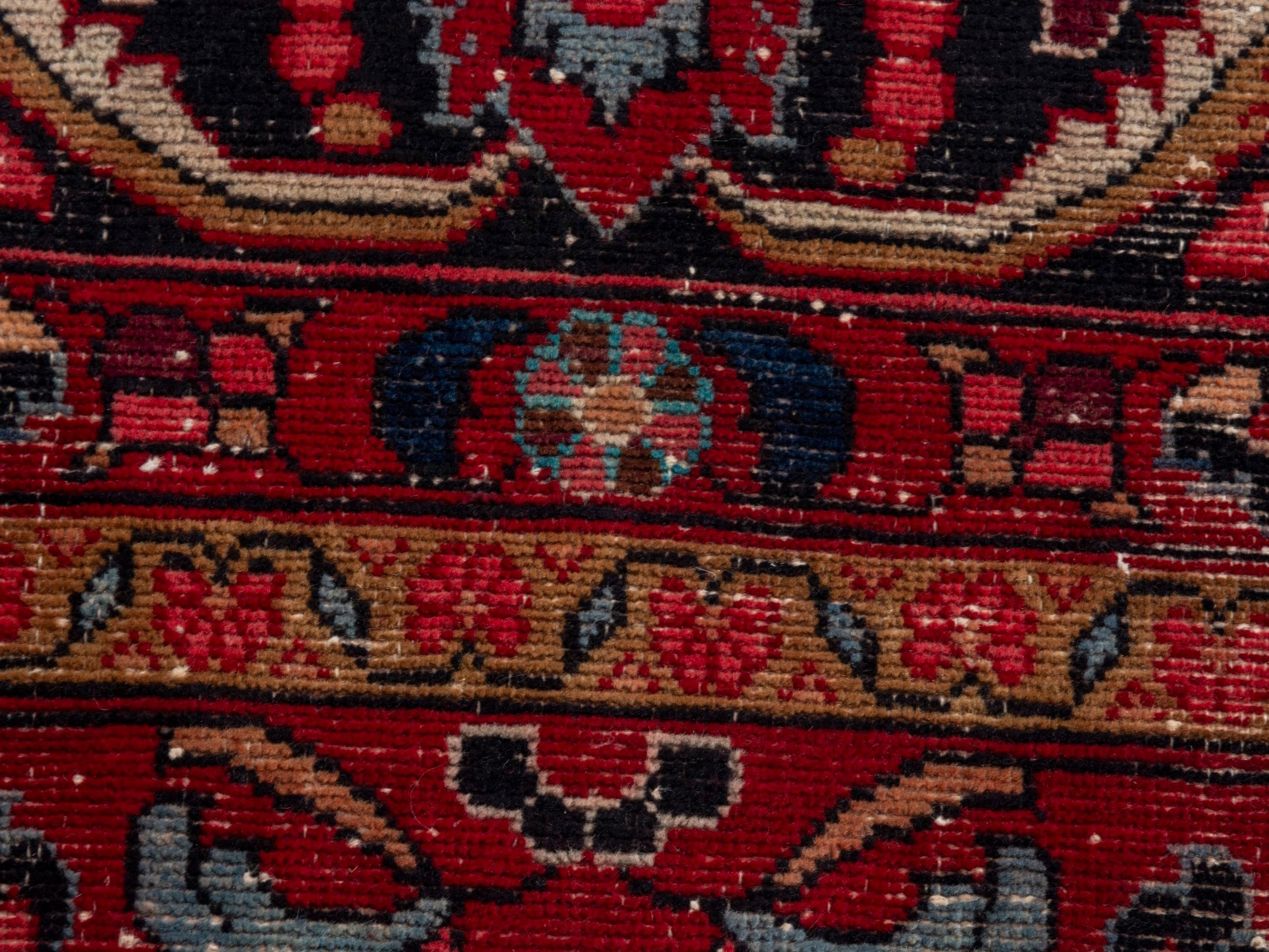 Persian Lilihan area rug in deep red and dark blue, view 16 of 24