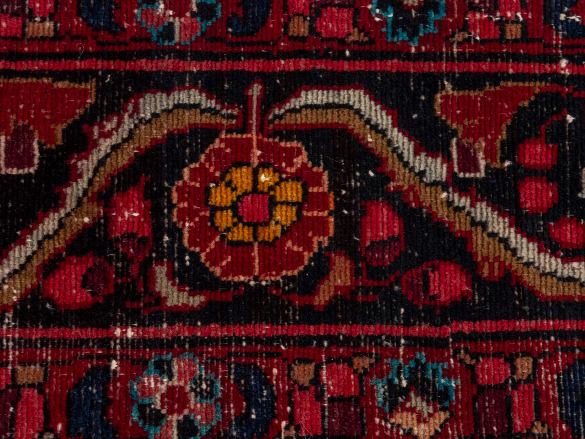 Persian Lilihan area rug in deep red and dark blue, view 17 of 24