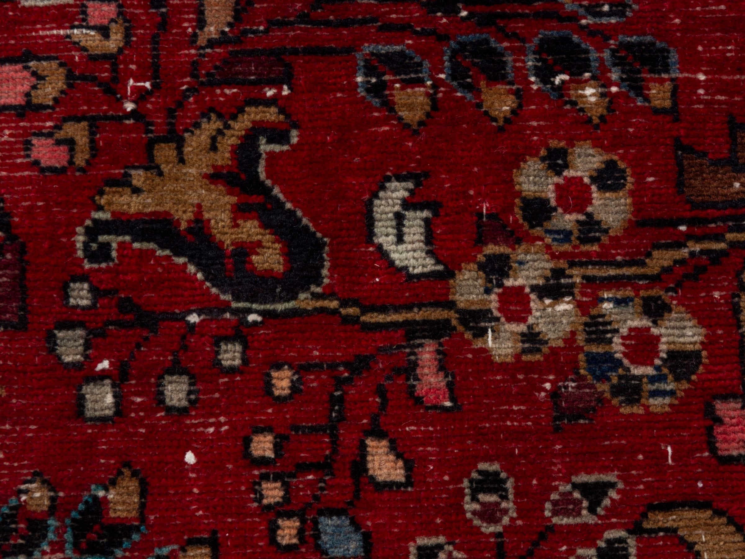 Persian Lilihan area rug in deep red and dark blue, view 18 of 24