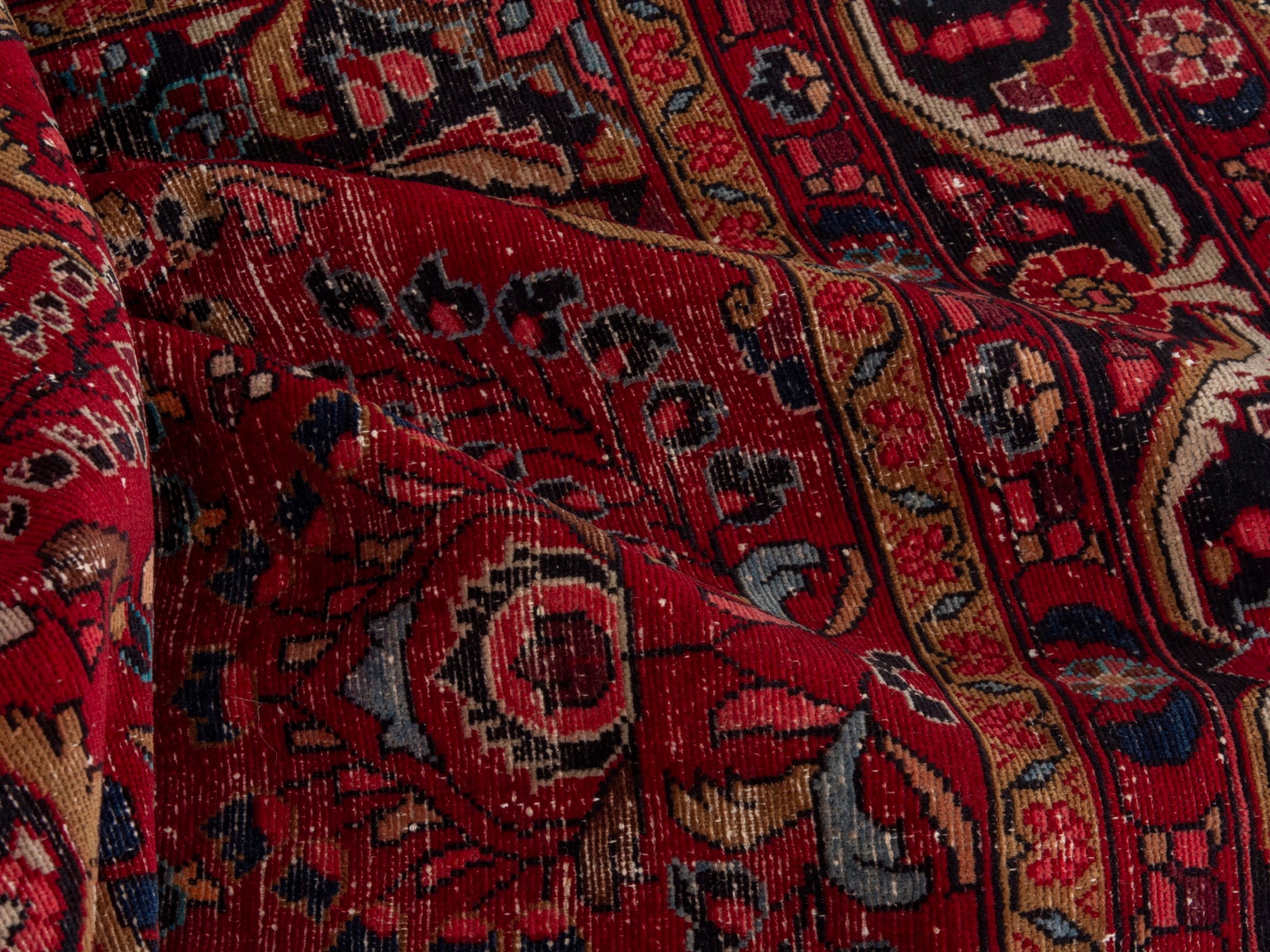 Persian Lilihan area rug in deep red and dark blue, view 21 of 24