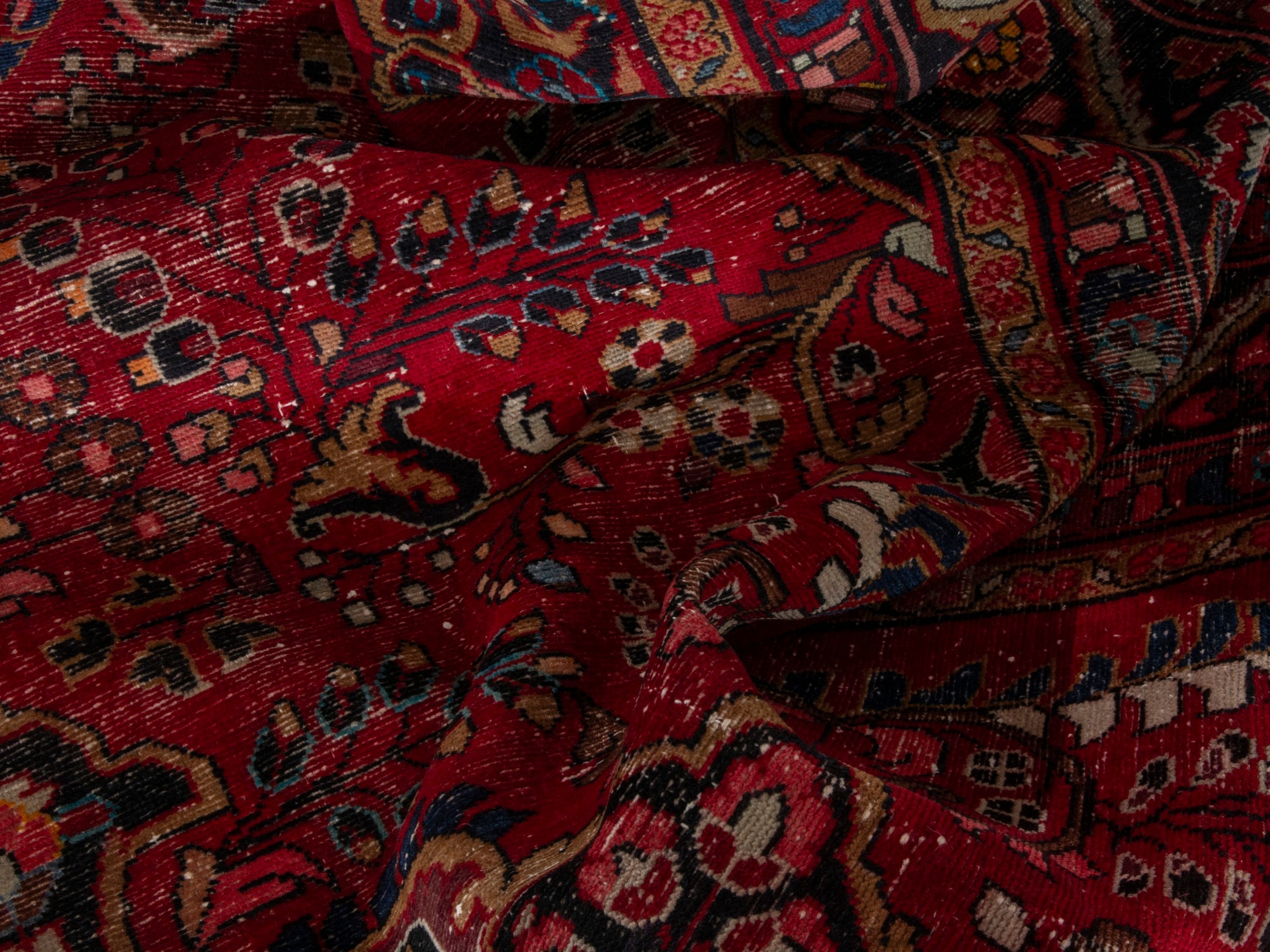 Persian Lilihan area rug in deep red and dark blue, view 22 of 24