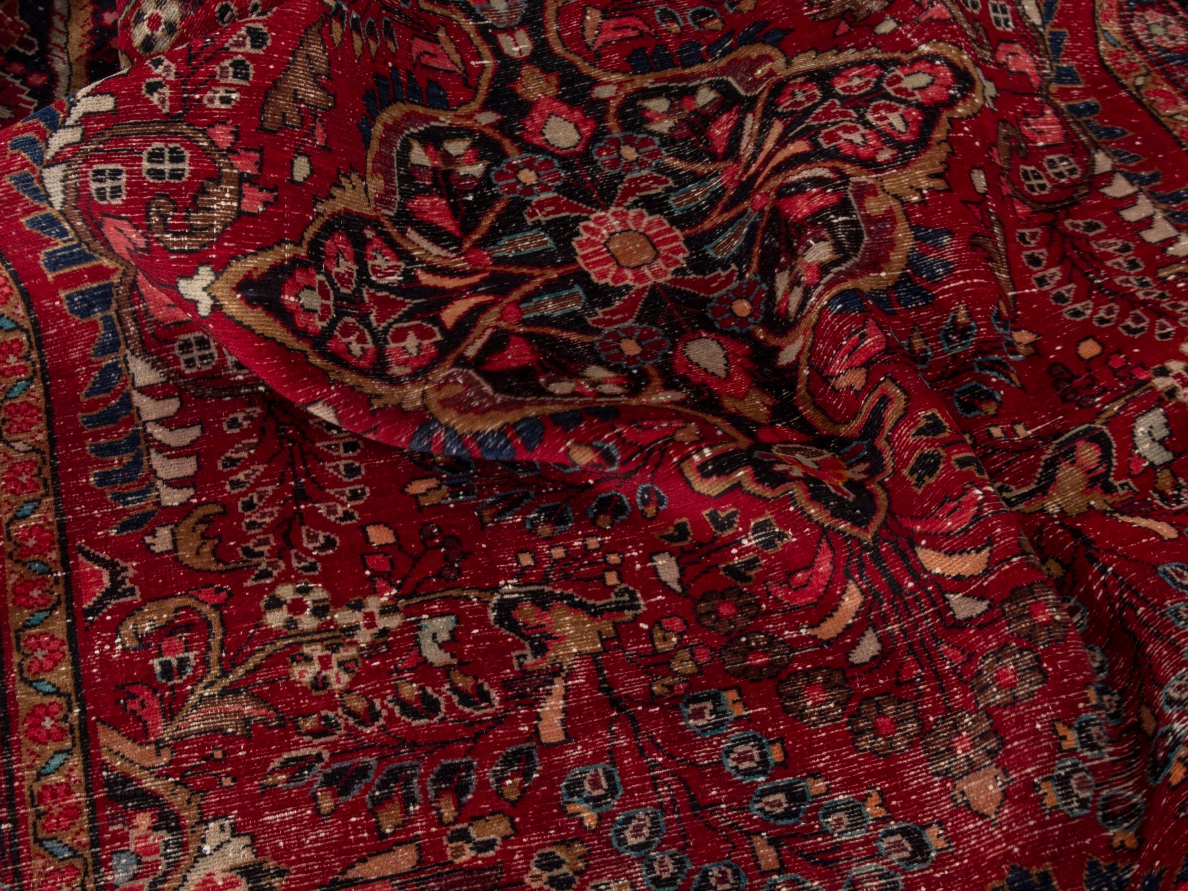 Persian Lilihan area rug in deep red and dark blue, view 23 of 24