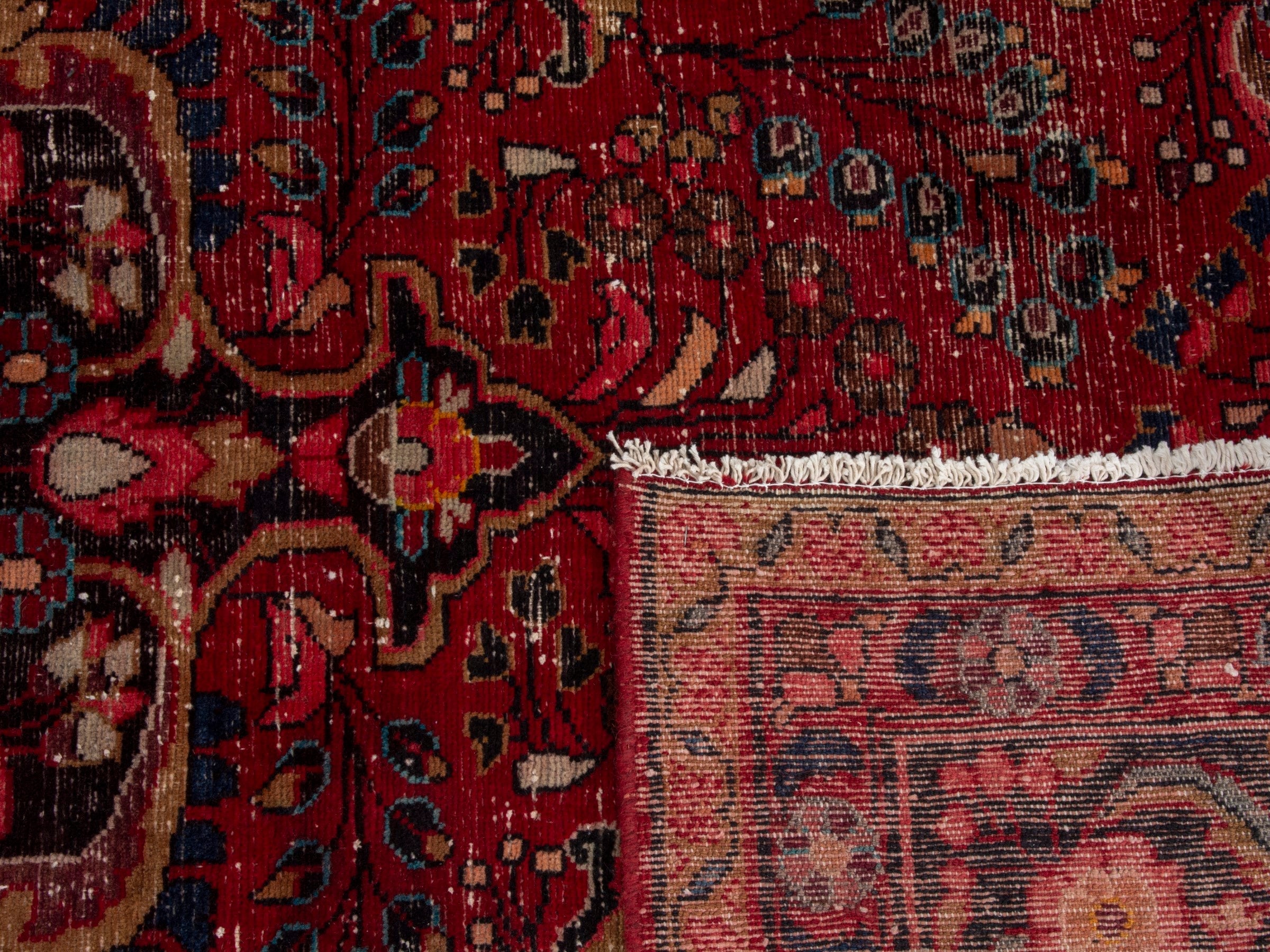 Persian Lilihan area rug in deep red and dark blue, view 24 of 24