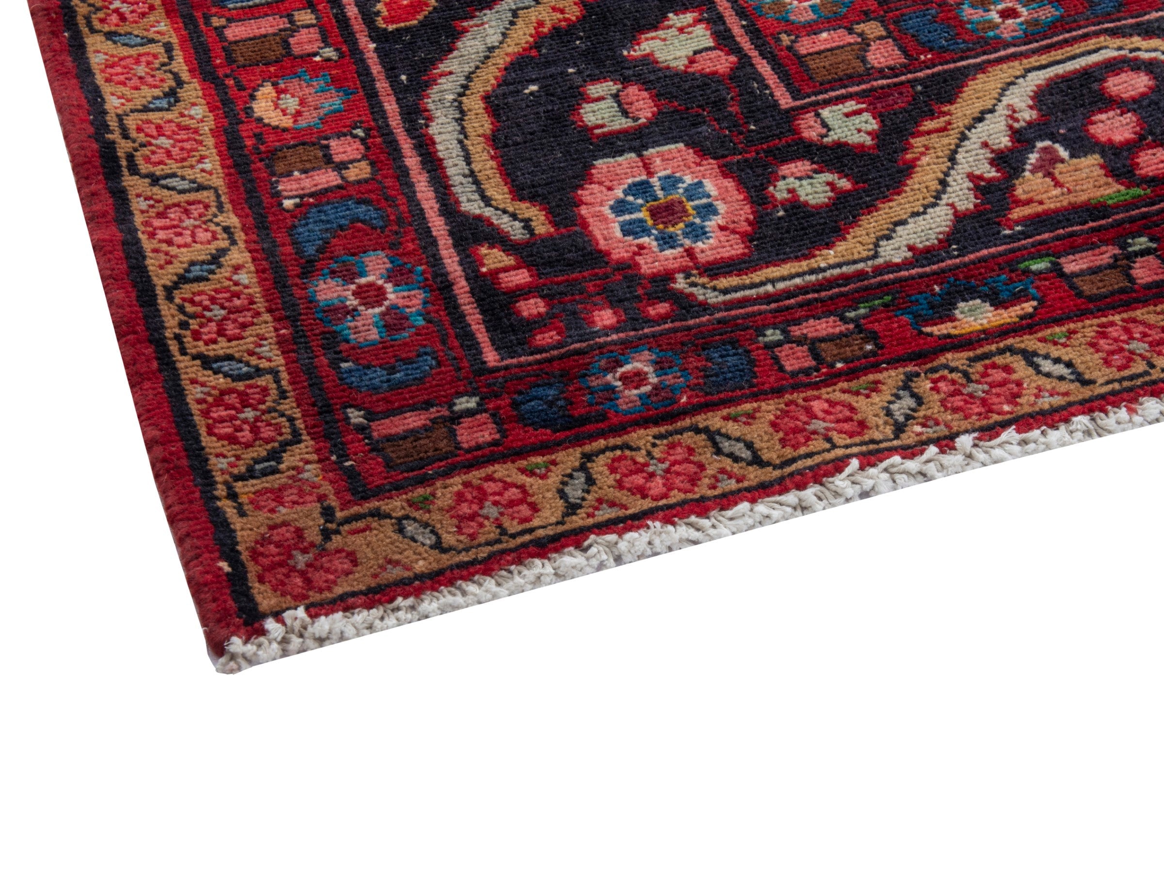 Persian Lilihan area rug in deep red and dark blue, view 5 of 24