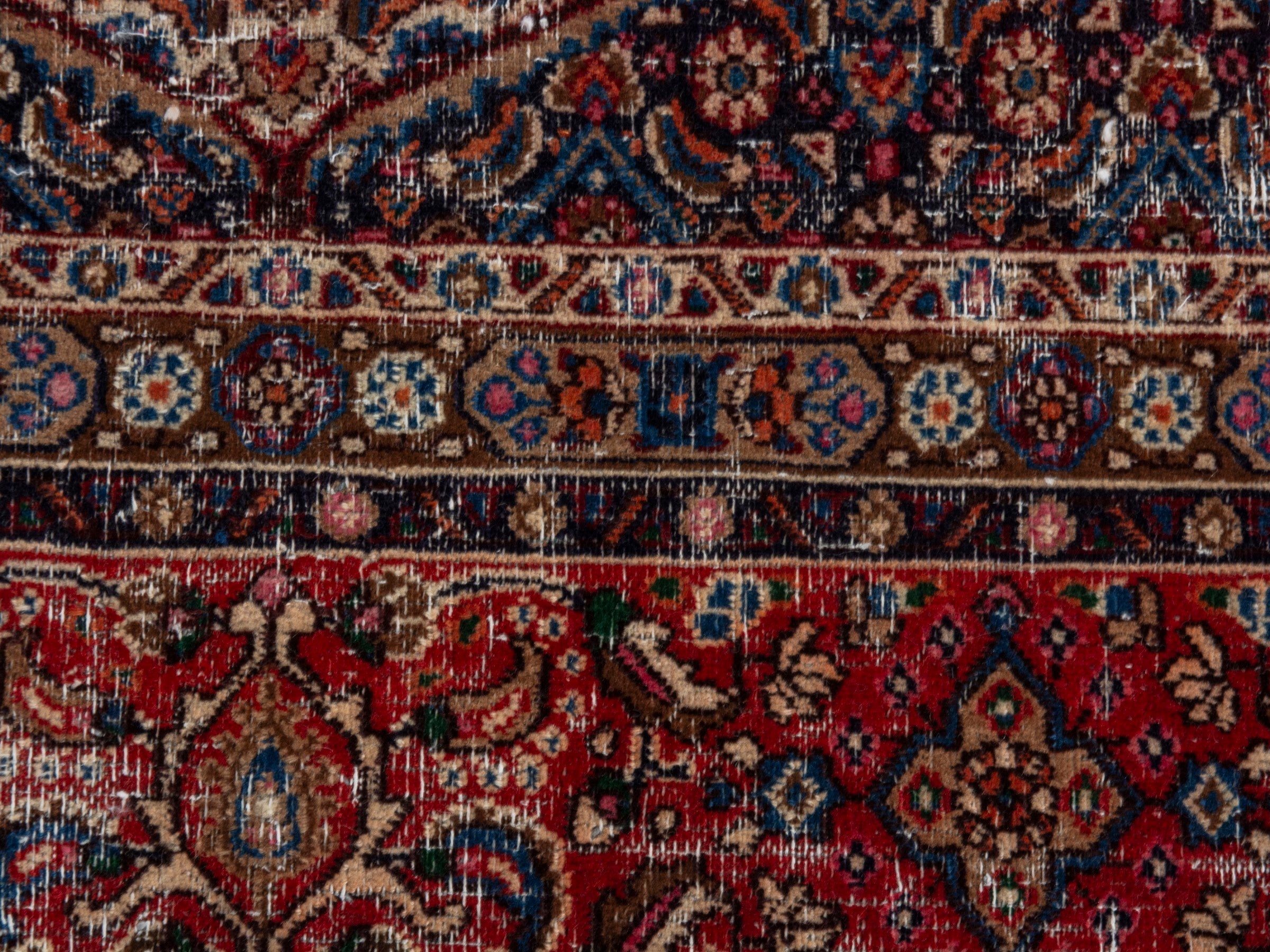 Persian Birjand area rug in taupe and faded red, view 11 of 21