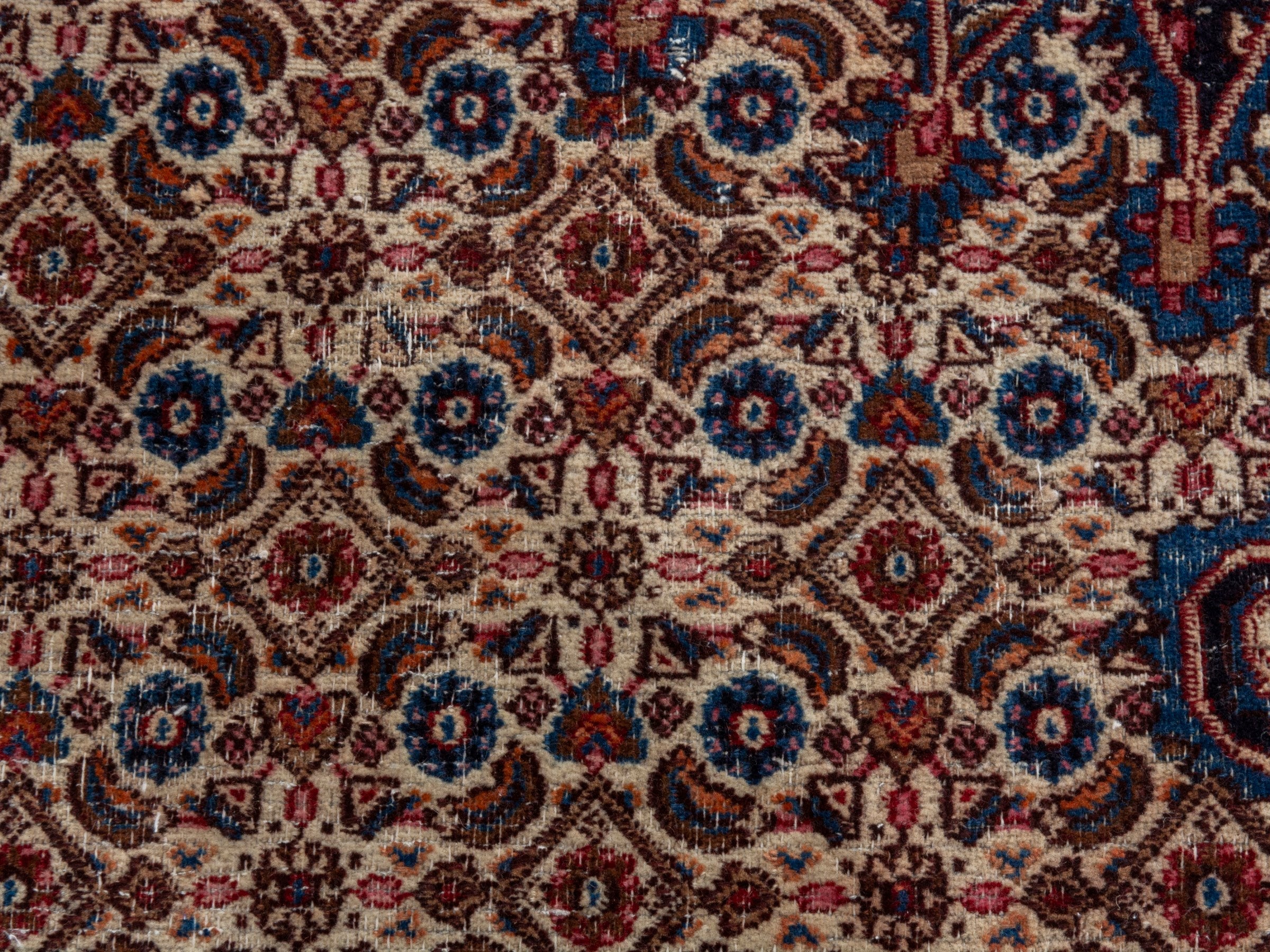 Persian Birjand area rug in taupe and faded red, view 12 of 21