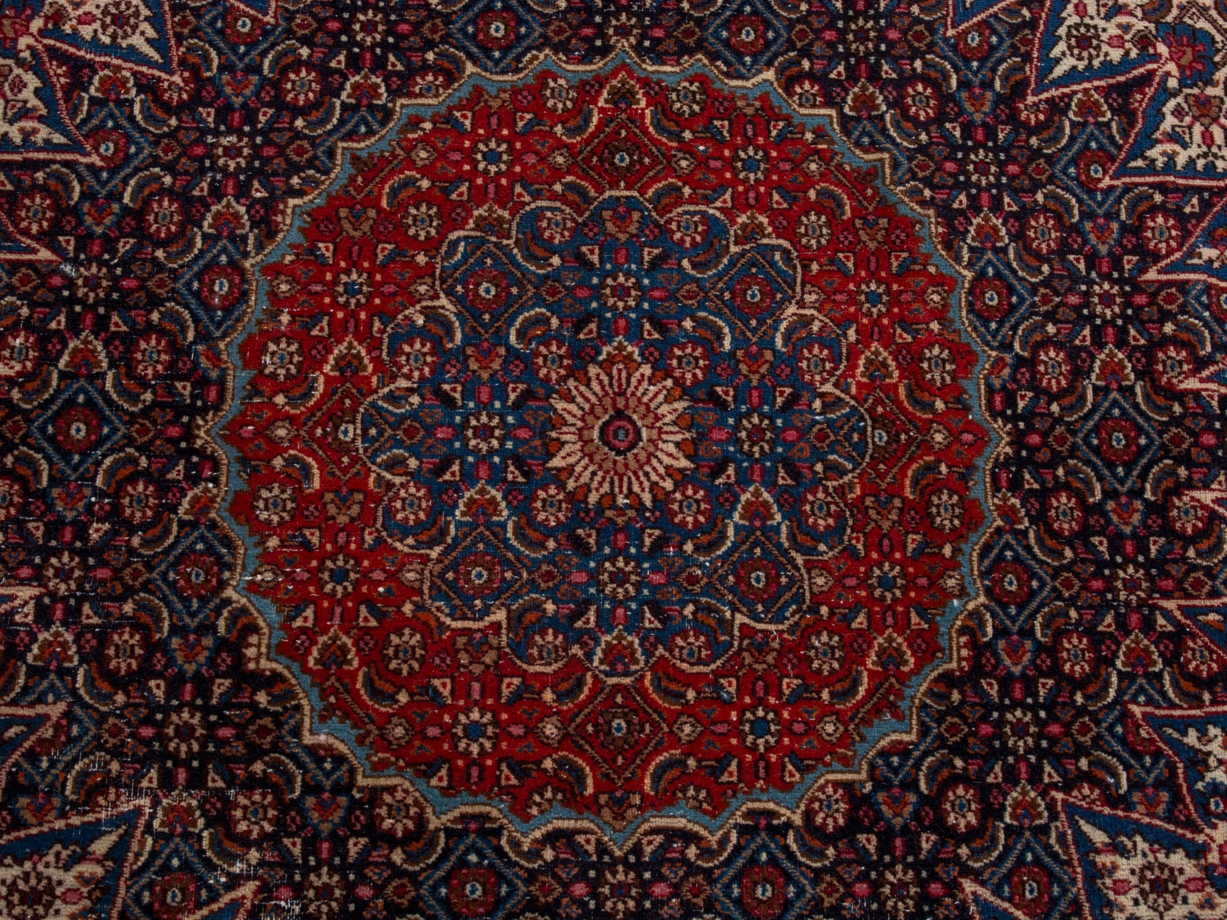 Persian Birjand area rug in taupe and faded red, view 13 of 21