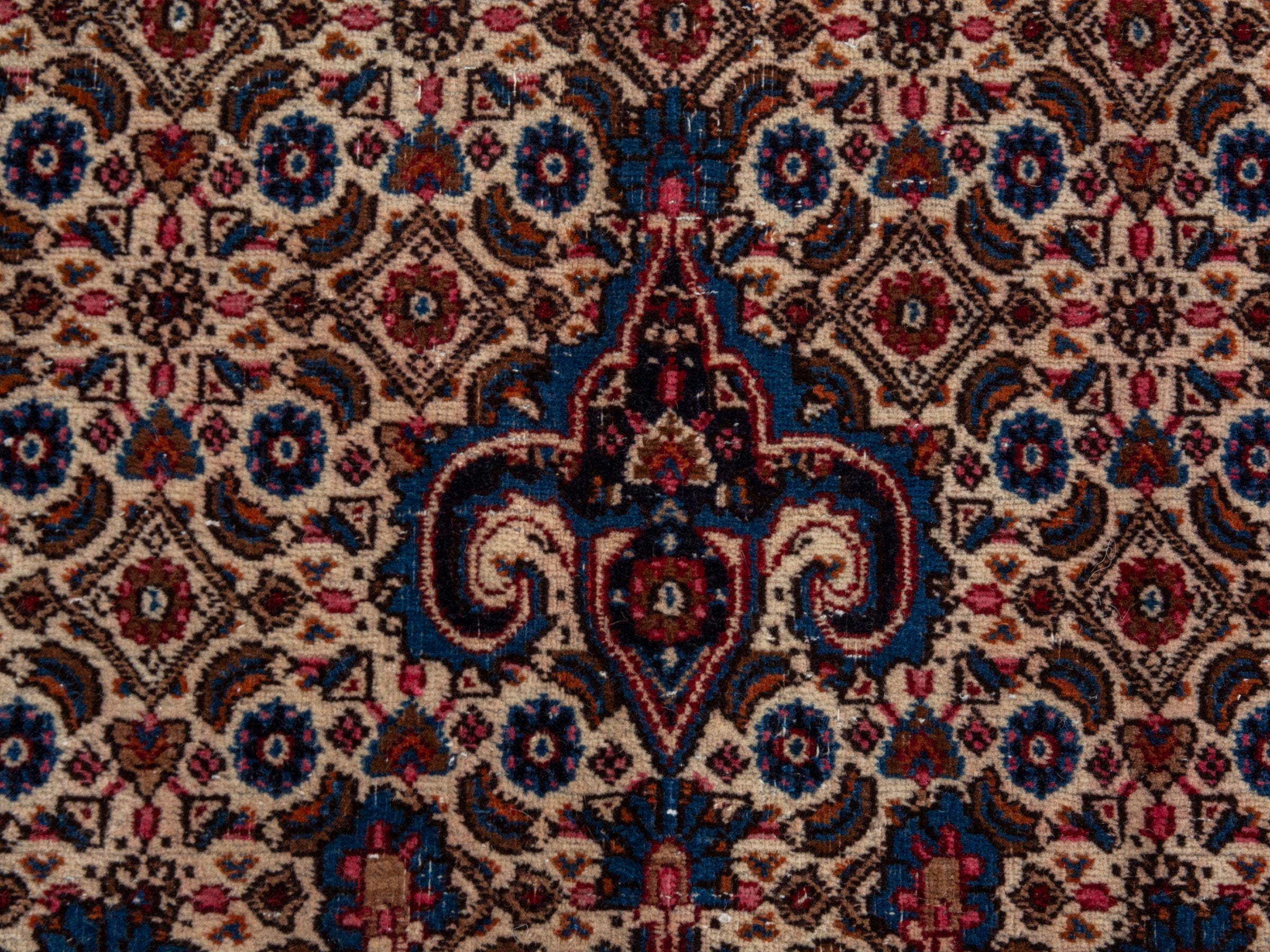 Persian Birjand area rug in taupe and faded red, view 14 of 21