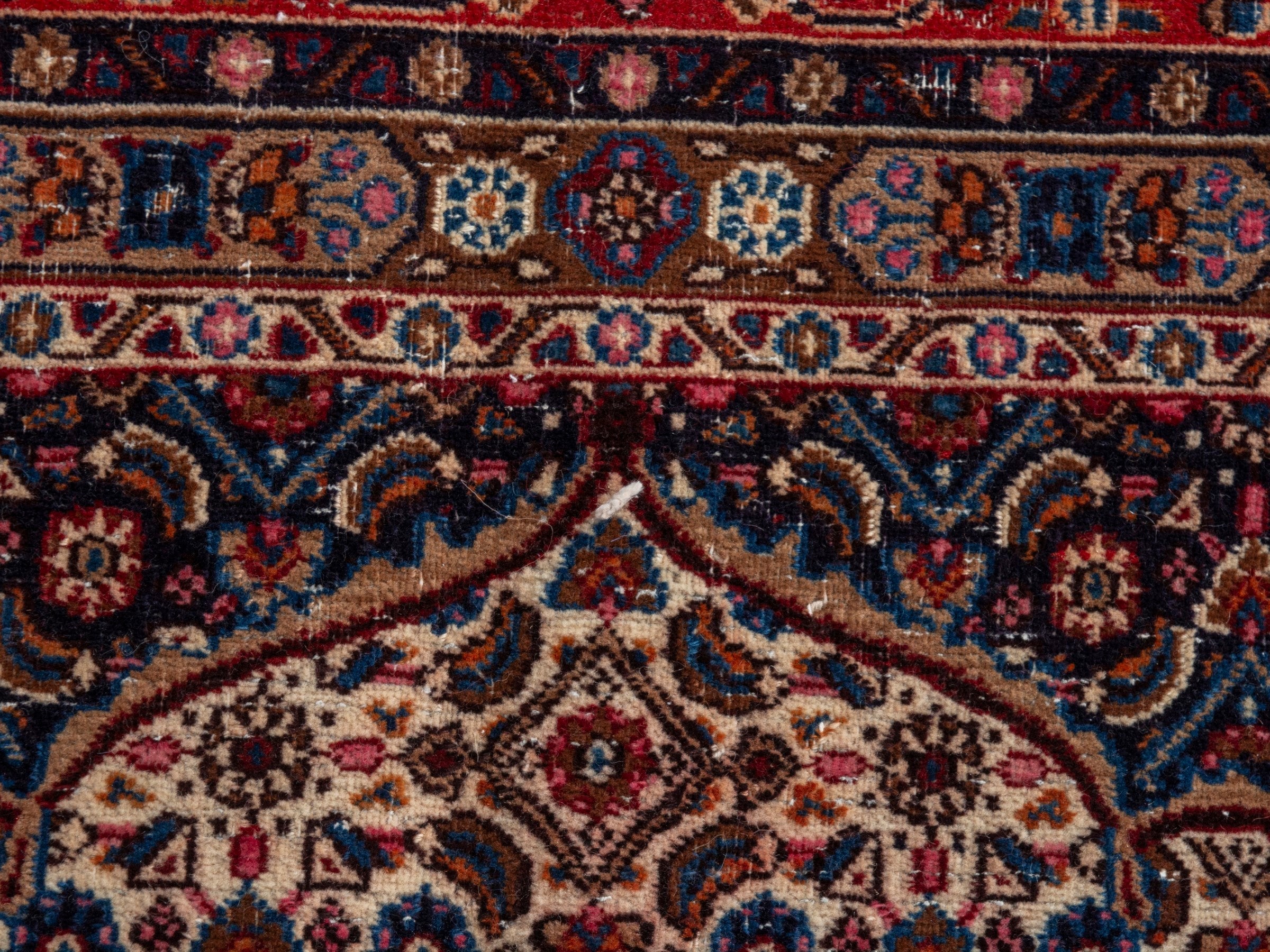 Persian Birjand area rug in taupe and faded red, view 15 of 21