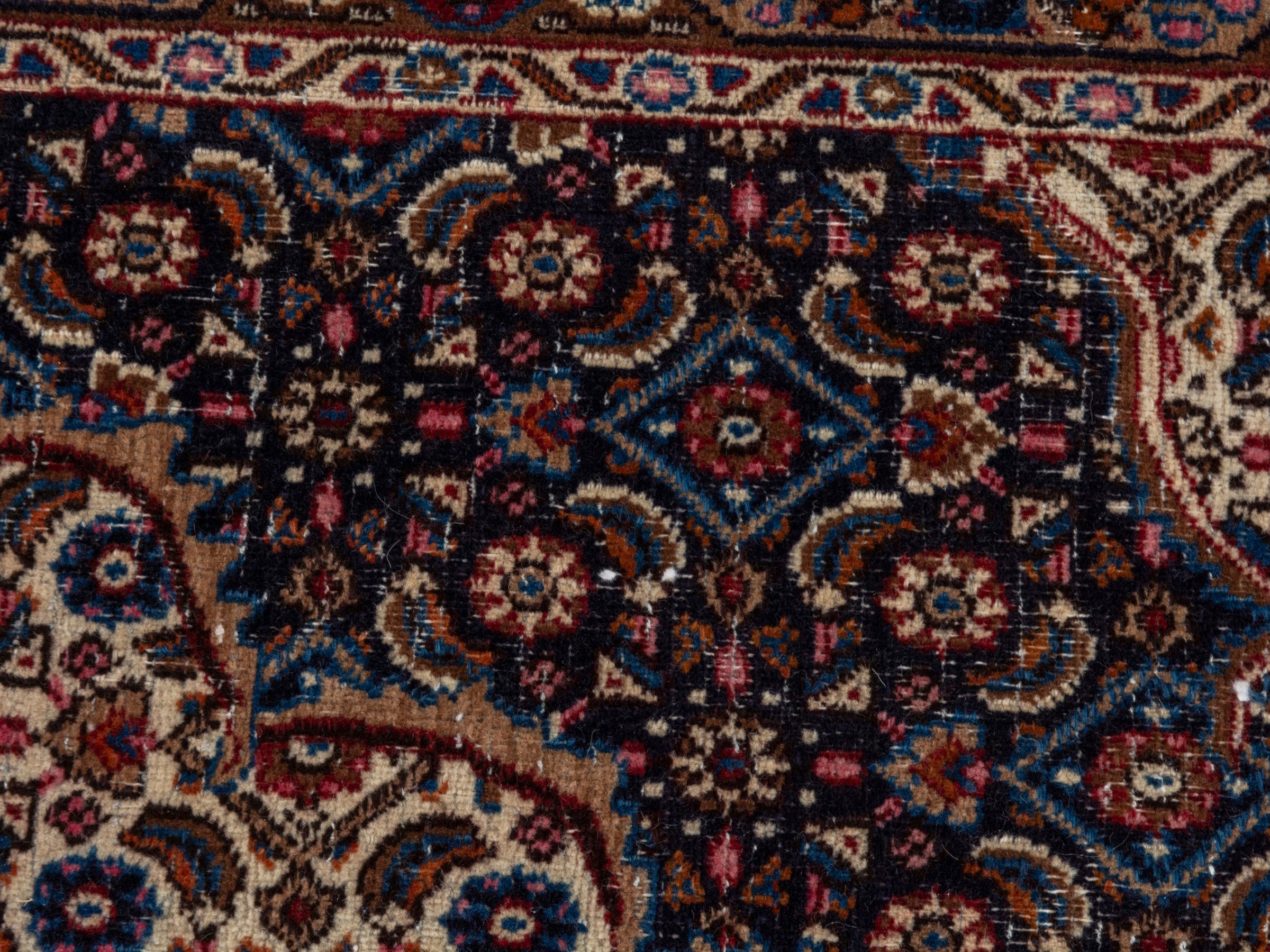Persian Birjand area rug in taupe and faded red, view 16 of 21