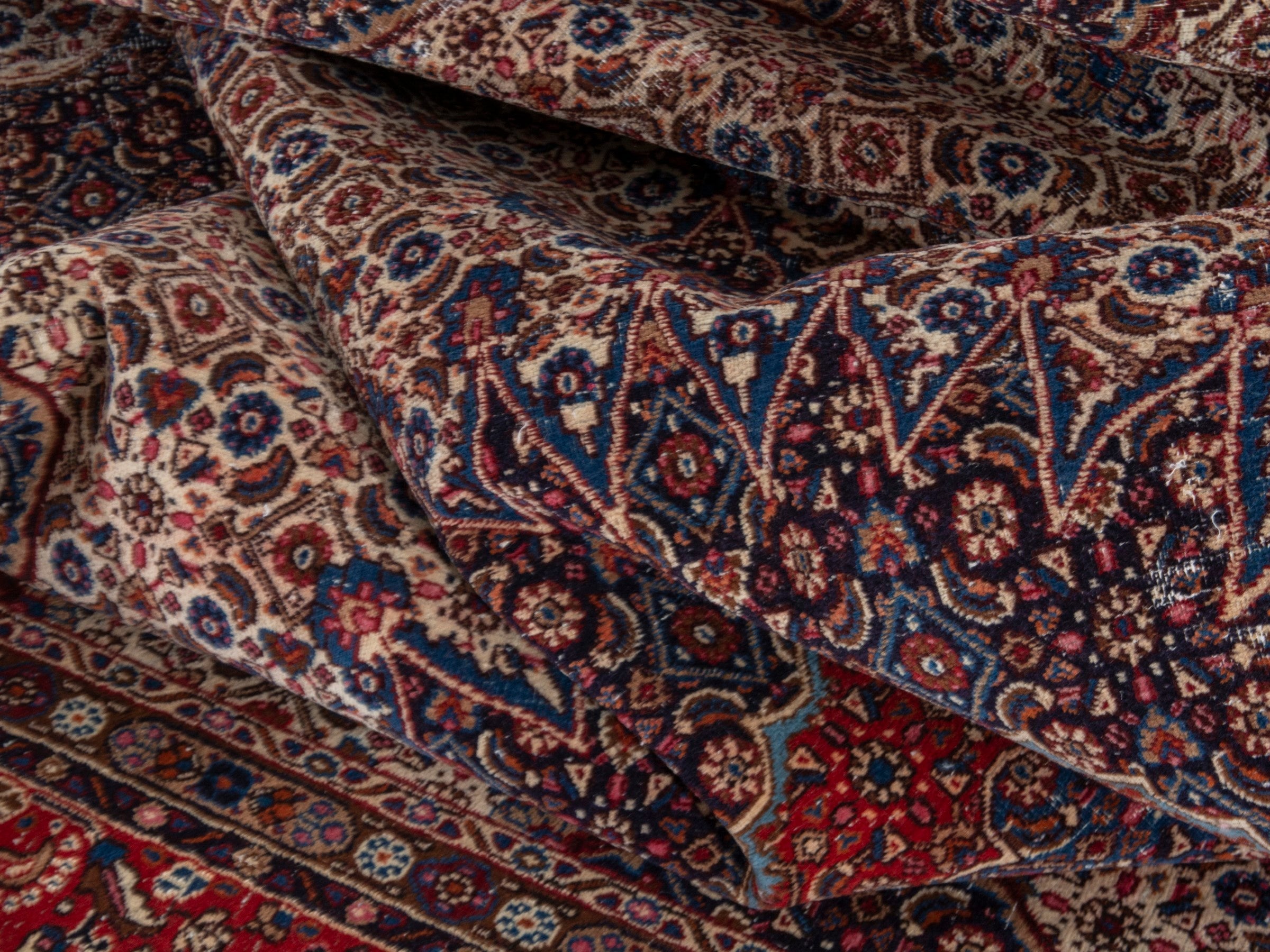 Persian Birjand area rug in taupe and faded red, view 17 of 21