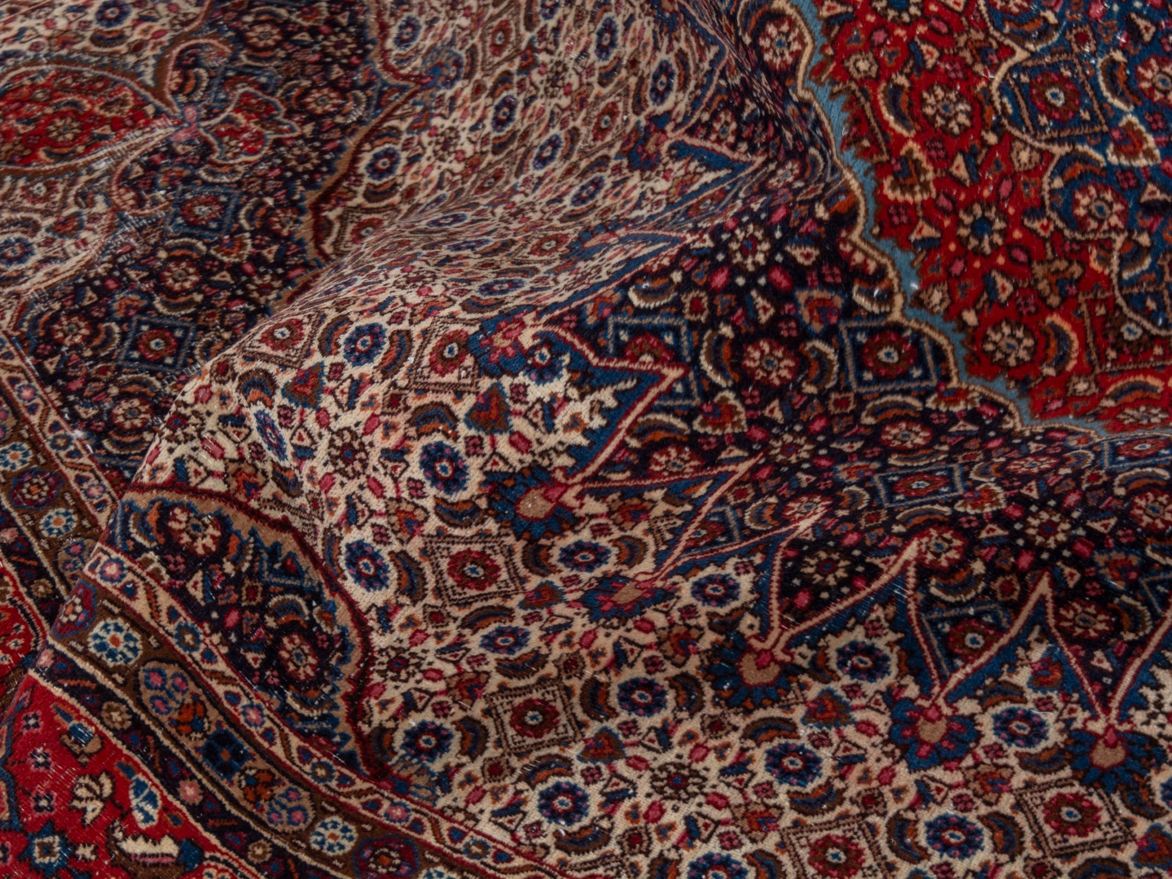 Persian Birjand area rug in taupe and faded red, view 20 of 21