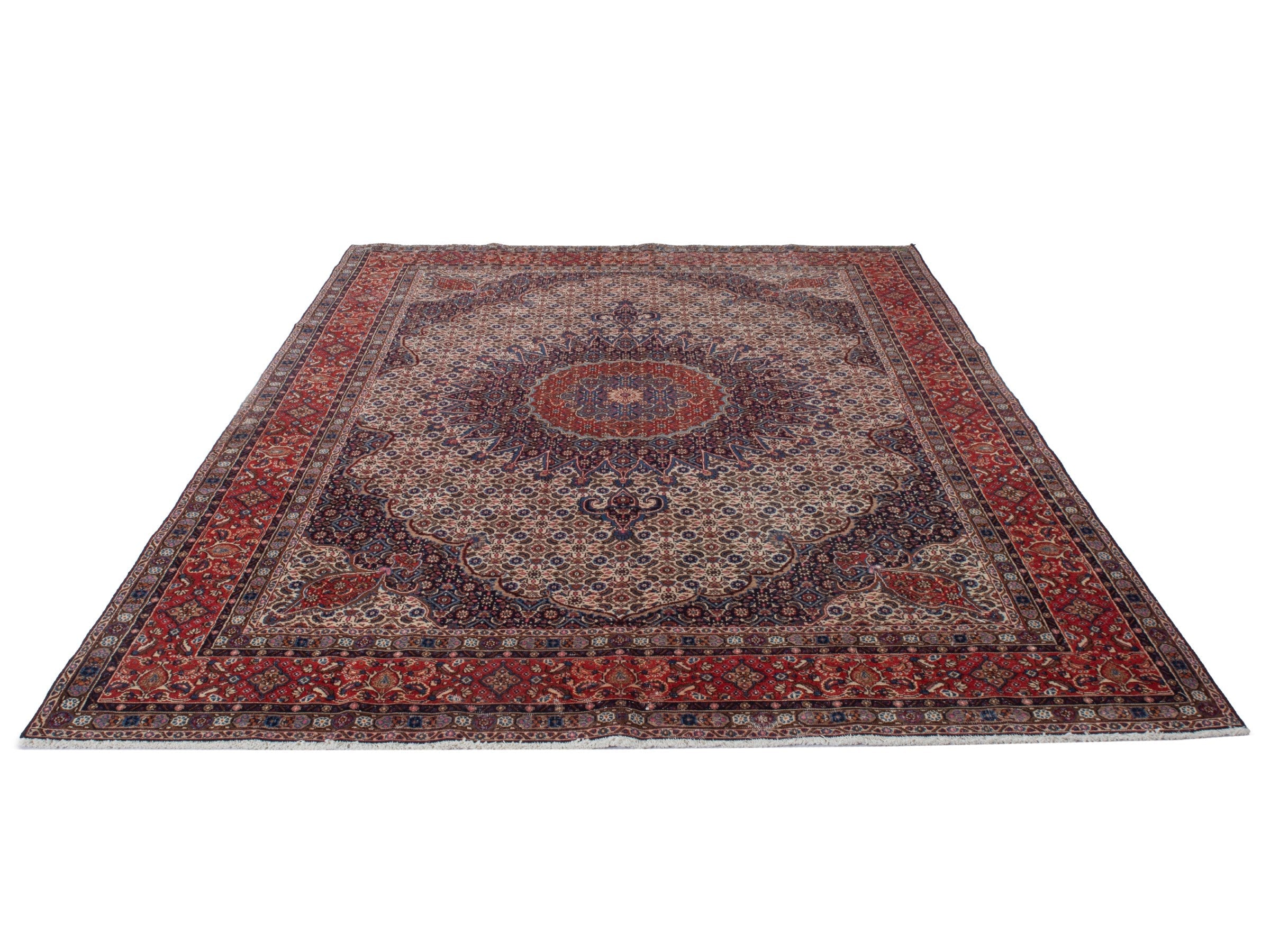 Persian Birjand area rug in taupe and faded red, view 2 of 21