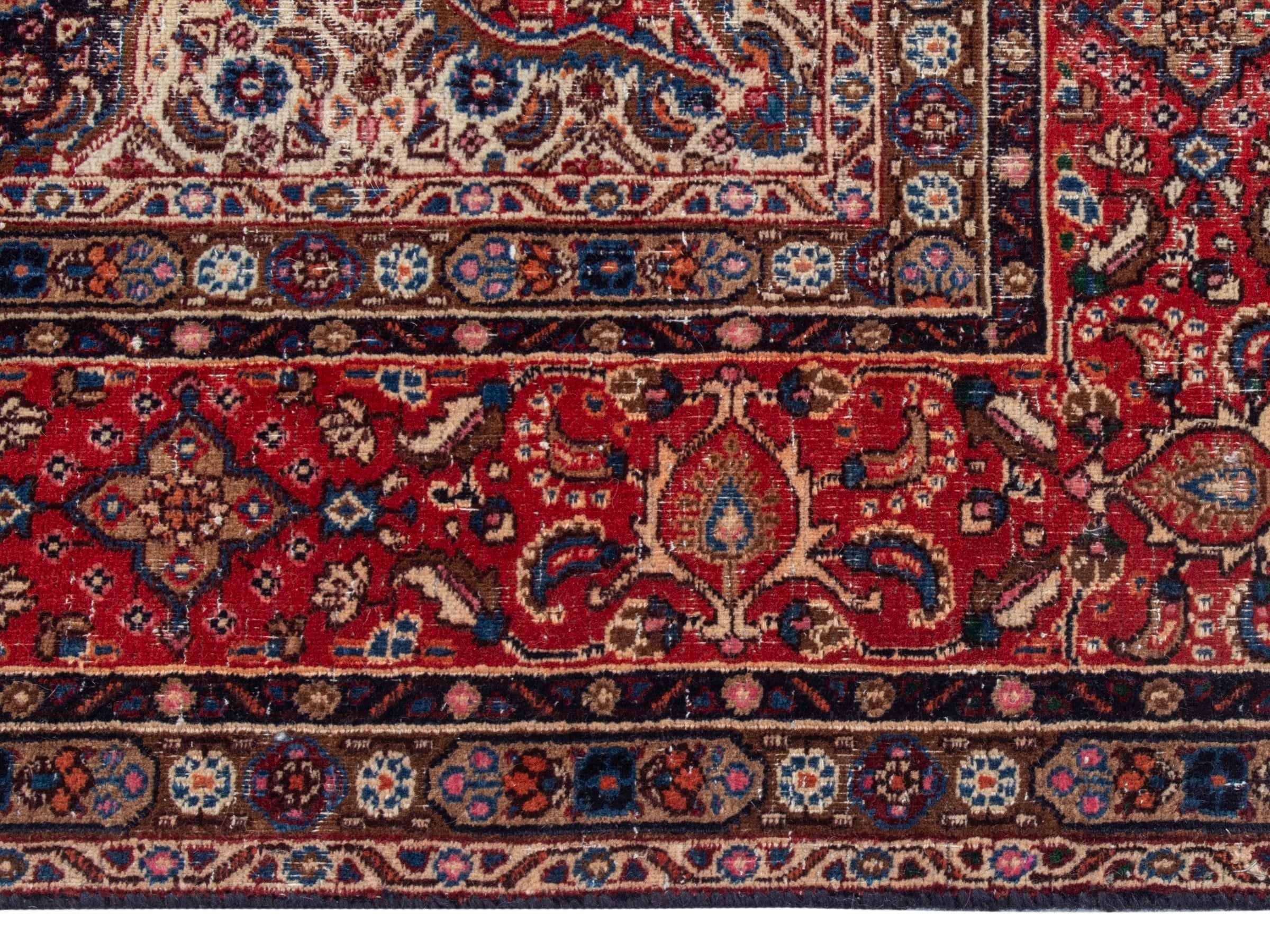 Persian Birjand area rug in taupe and faded red, view 10 of 21