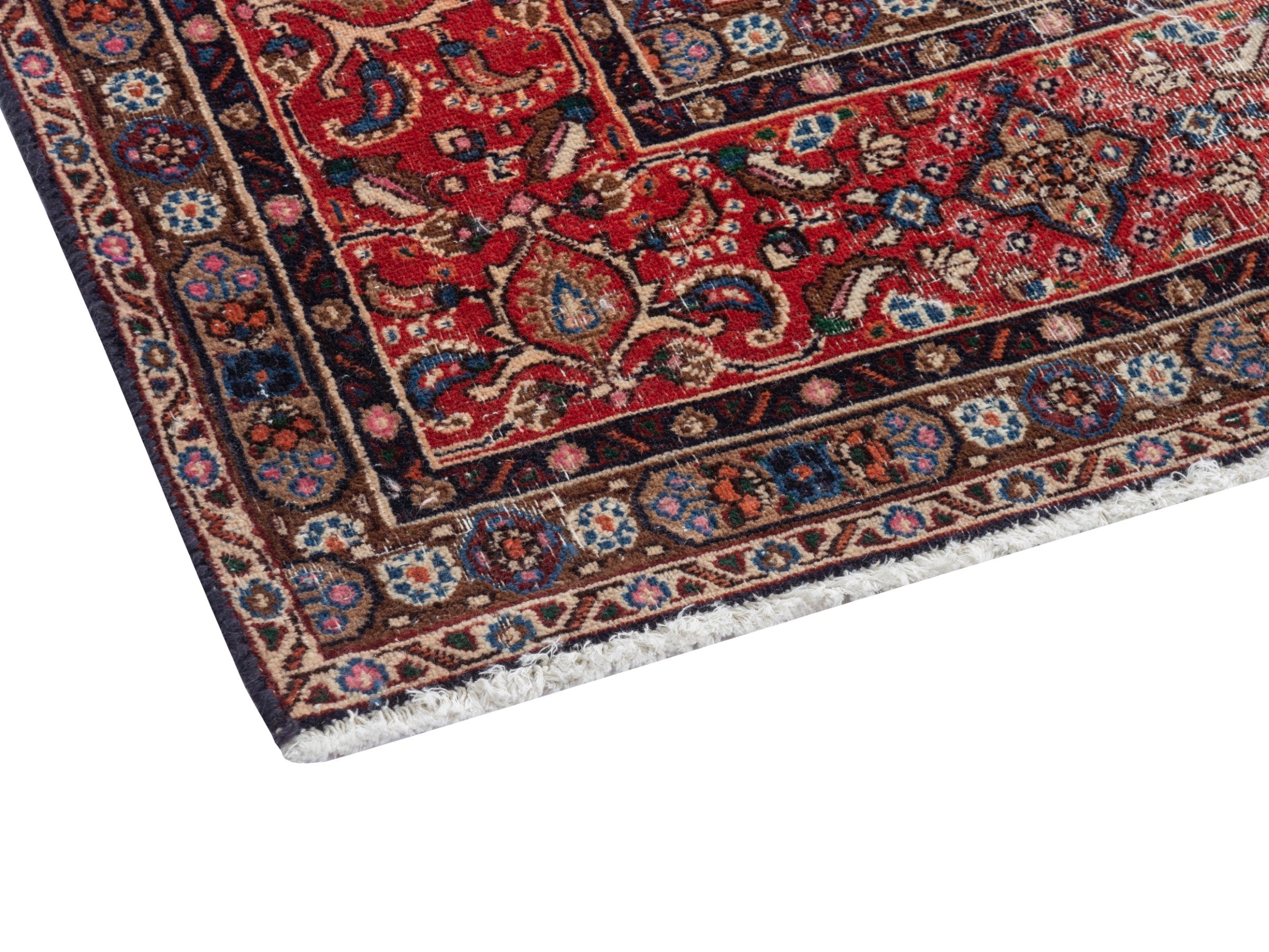 Persian Birjand area rug in taupe and faded red, view 5 of 21