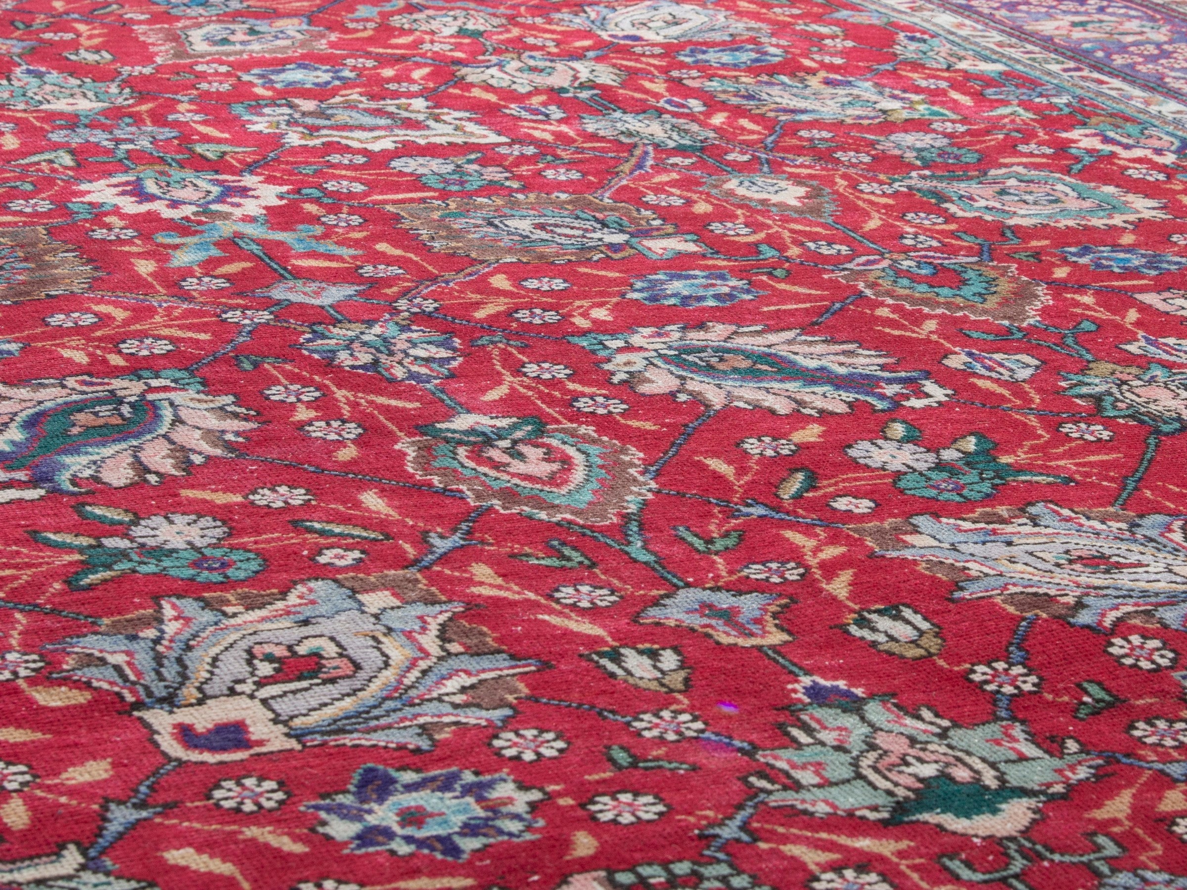 Persian Tabriz oversized rug in deep red and burgundy, view 8 of 20