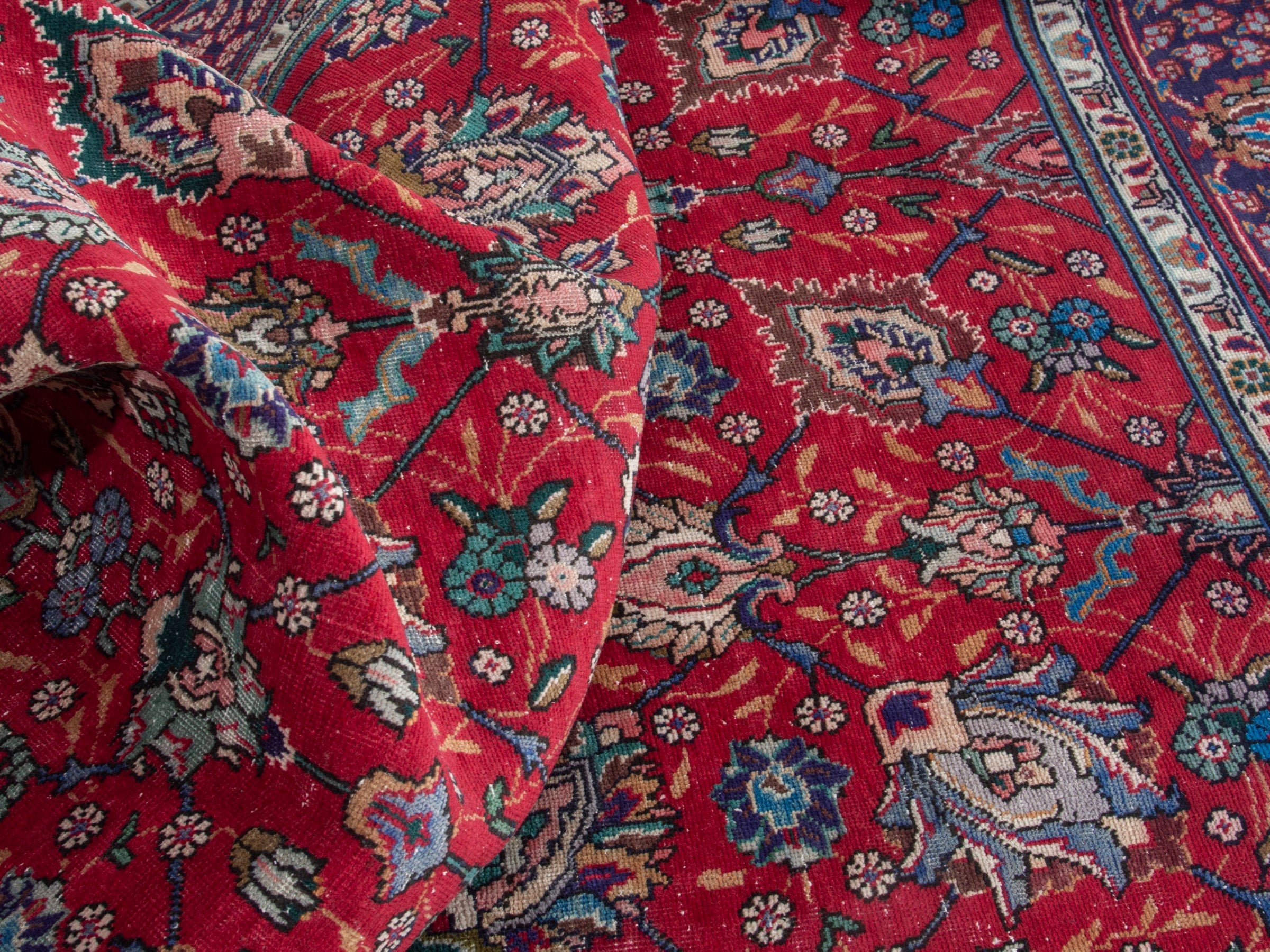 Persian Tabriz oversized rug in deep red and burgundy, view 17 of 20