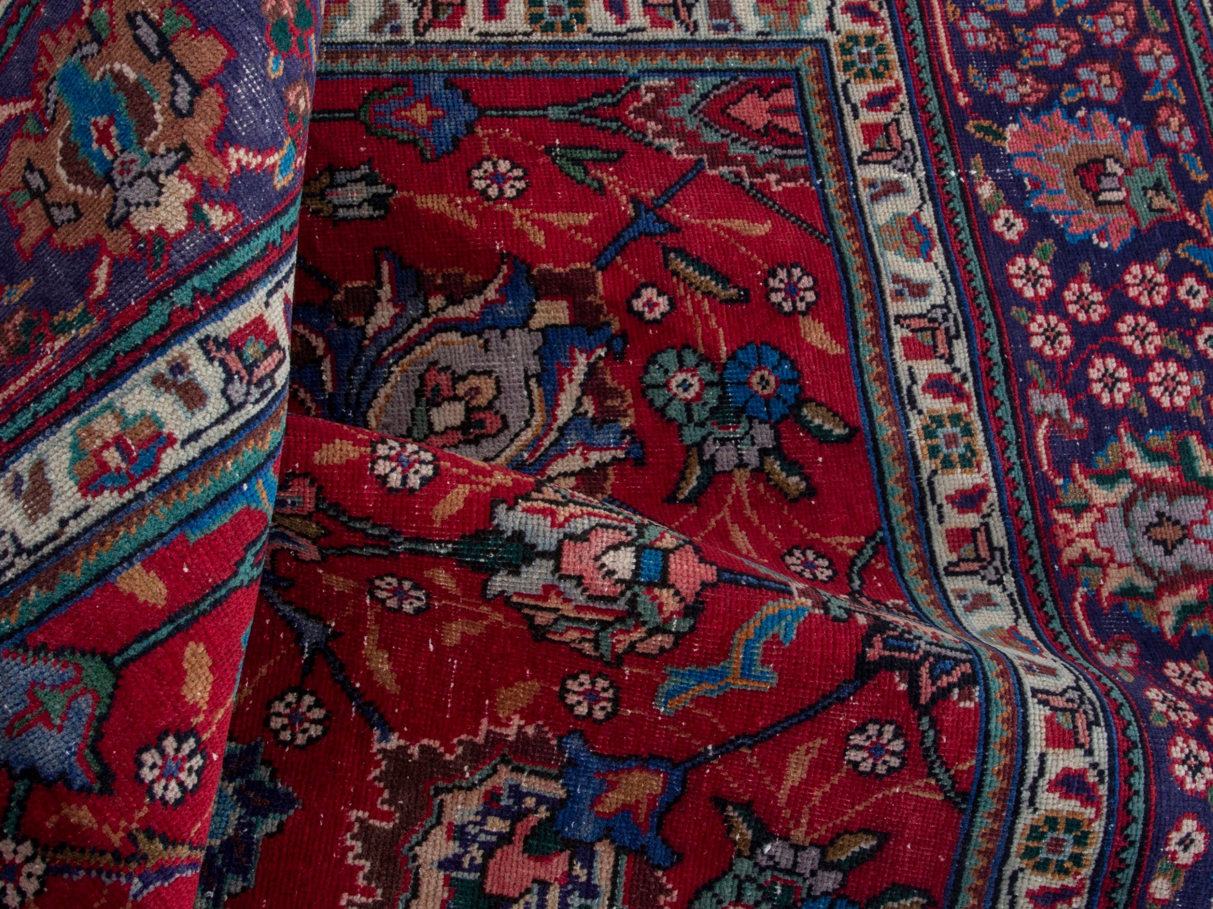 Persian Tabriz oversized rug in deep red and burgundy, view 18 of 20
