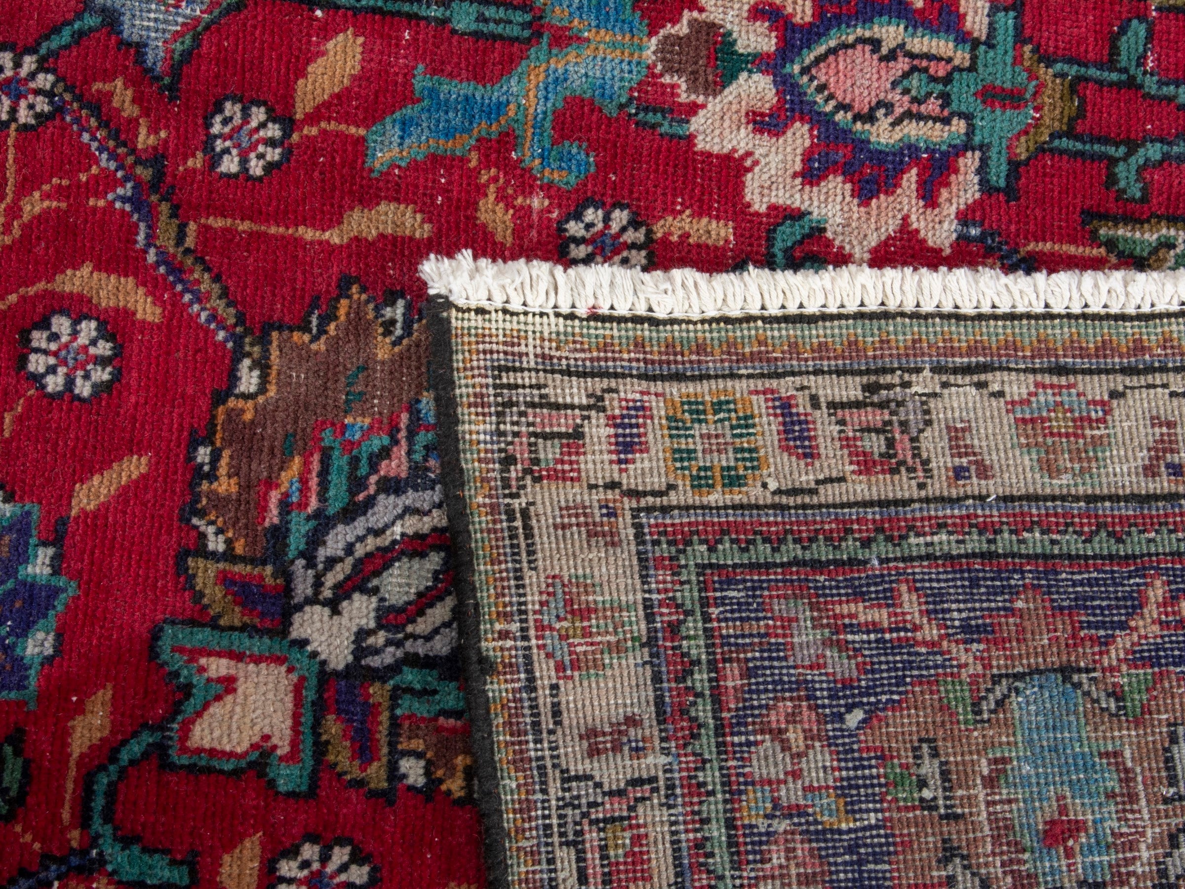 Persian Tabriz oversized rug in deep red and burgundy, view 20 of 20