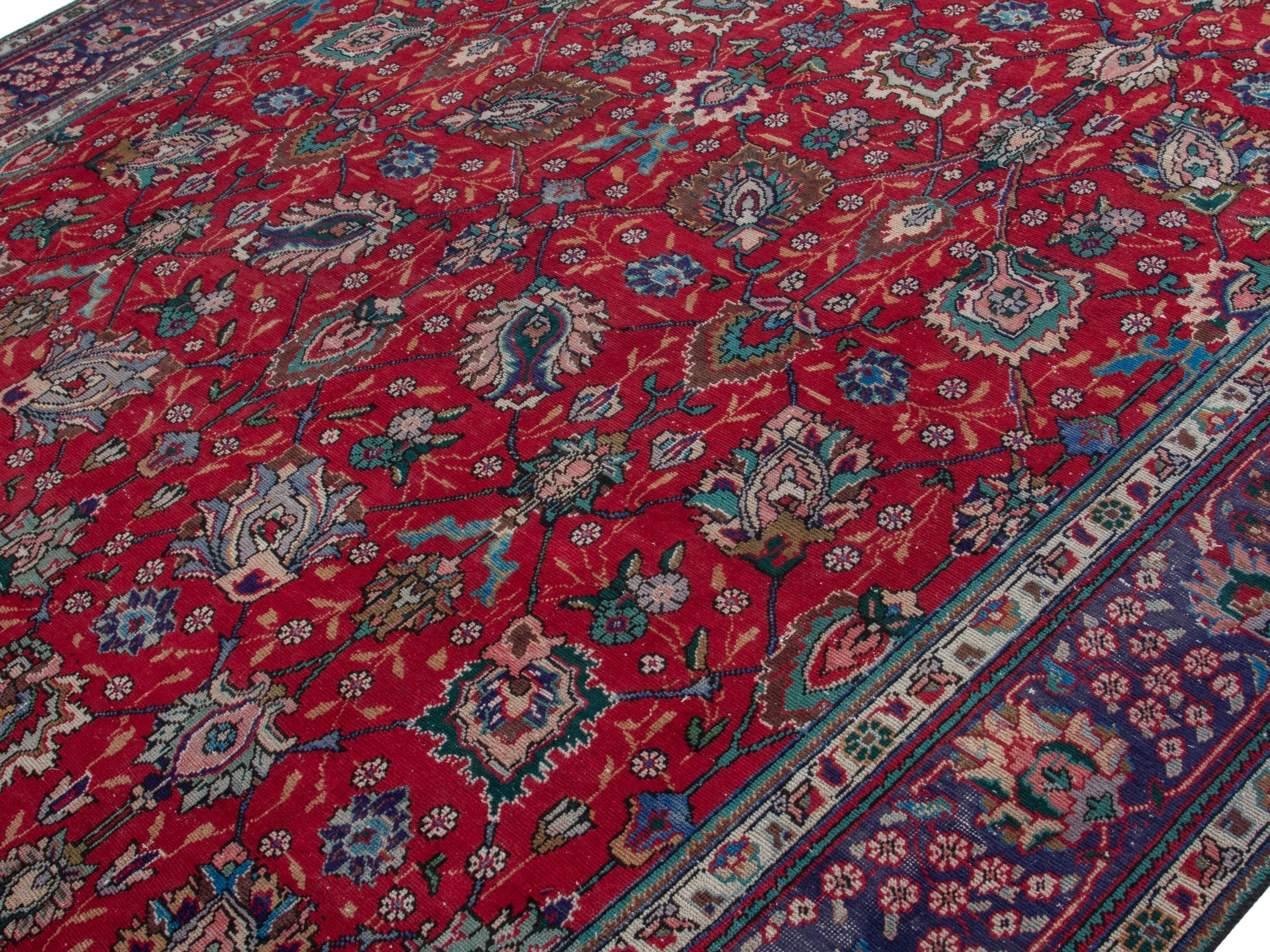 Persian Tabriz oversized rug in deep red and burgundy, view 4 of 20