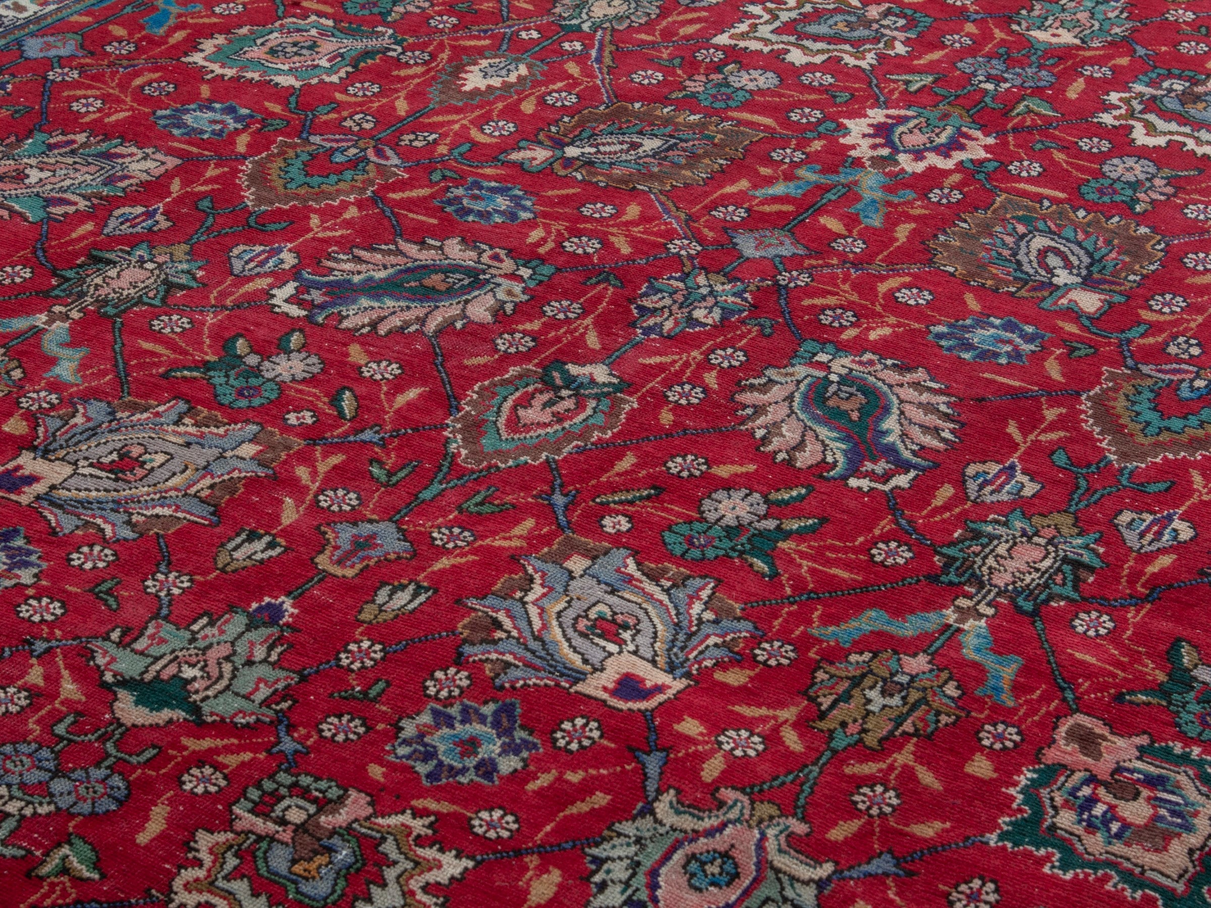 Persian Tabriz oversized rug in deep red and burgundy, view 7 of 20