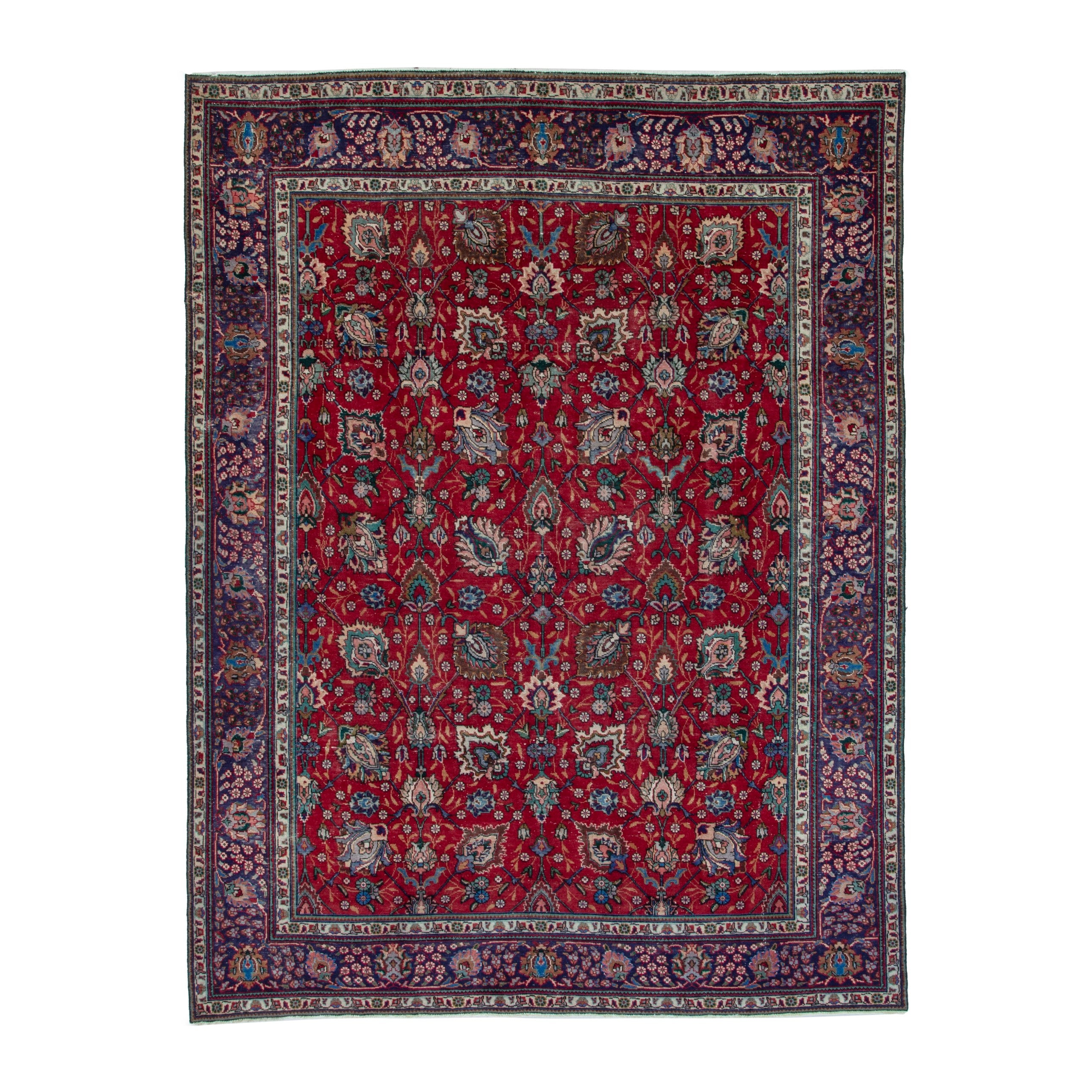 Persian Tabriz oversized rug in deep red and burgundy, 8'6" x 11'2"