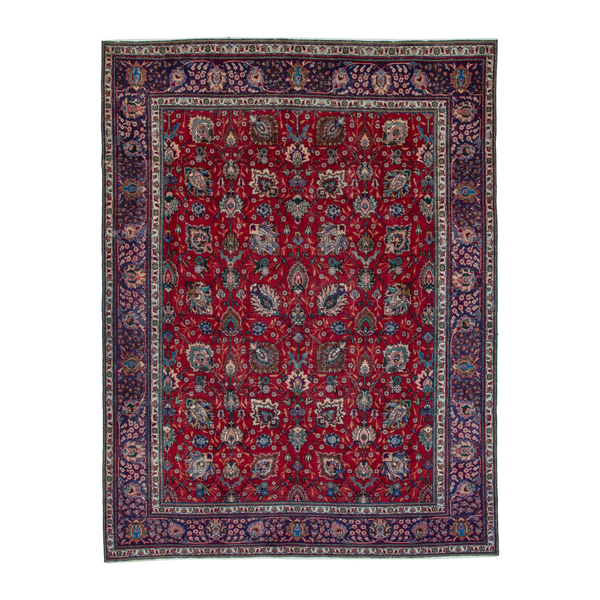 Persian Tabriz oversized rug in deep red and burgundy, 8'6" x 11'2"