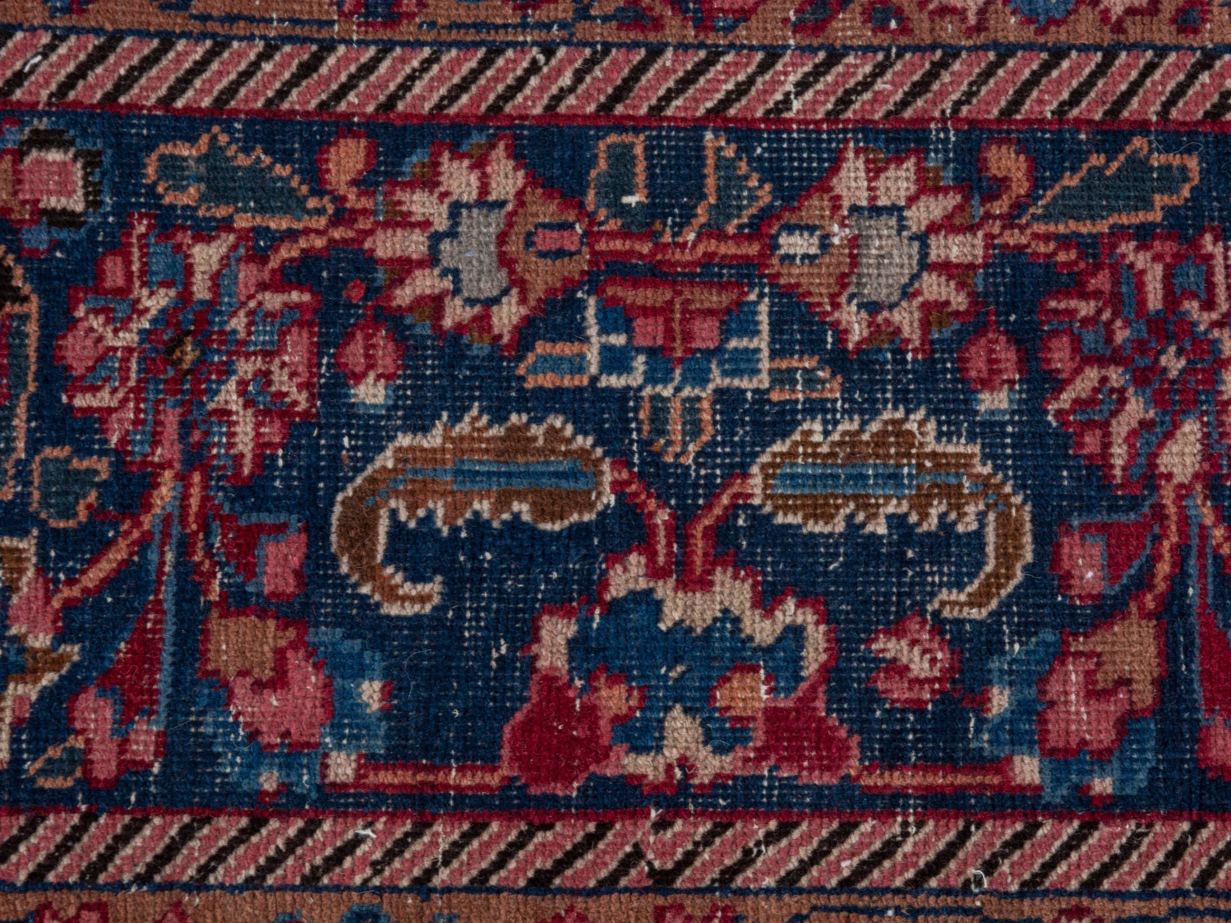 Persian Sabzevar oversized rug in deep red and navy, view 16 of 22