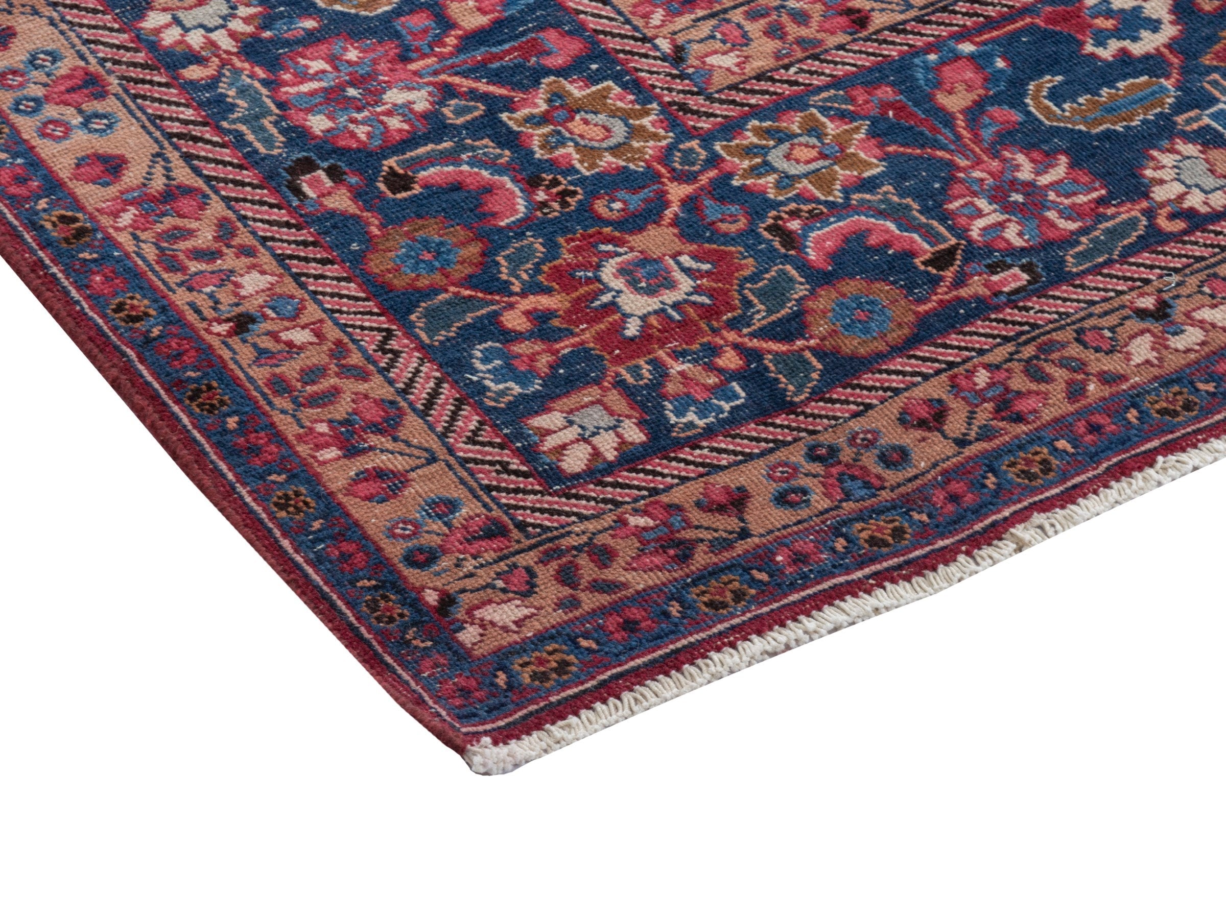 Persian Sabzevar oversized rug in deep red and navy, view 5 of 22