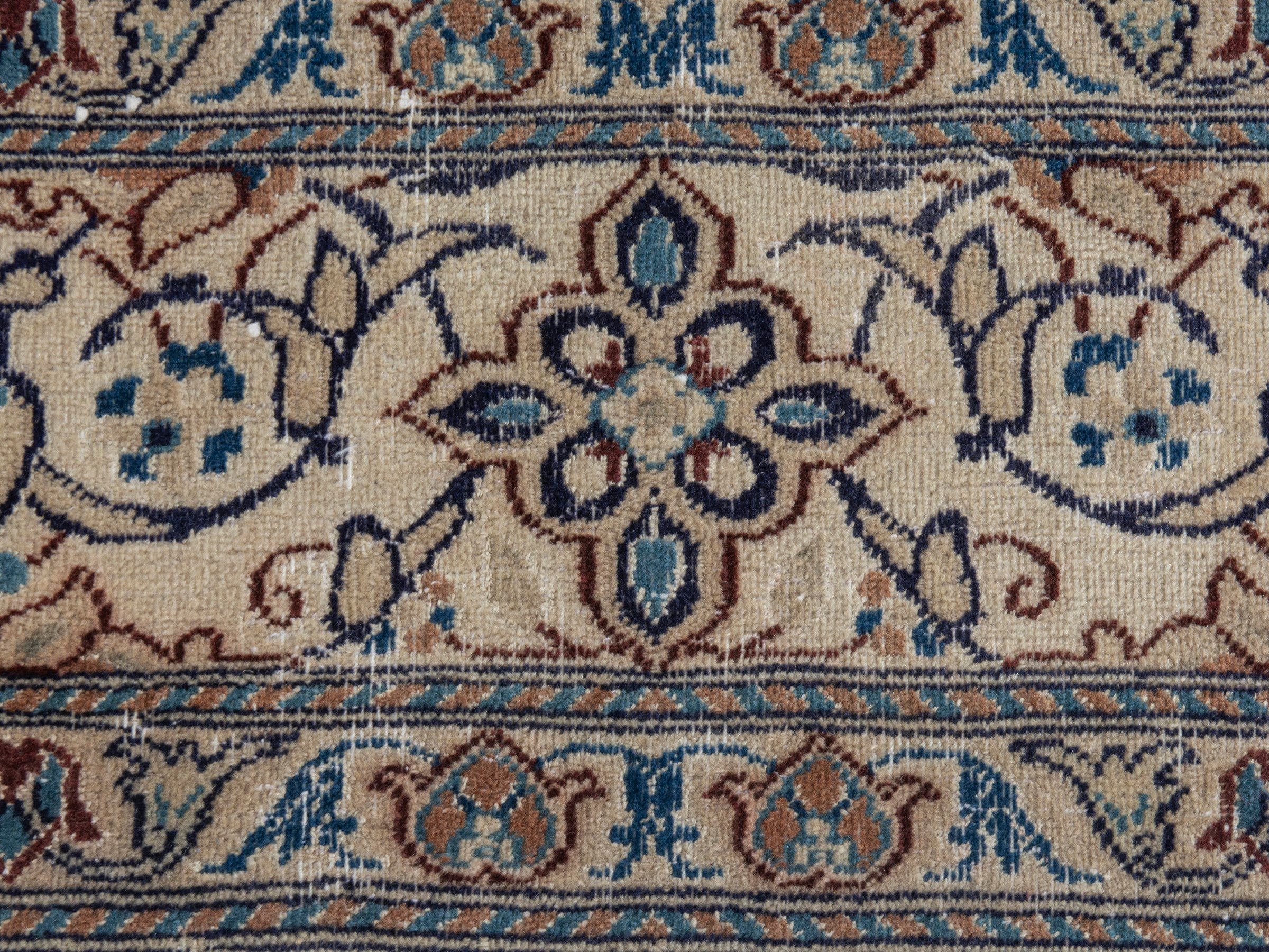 Persian Nain area rug in navy and cream, view 11 of 20