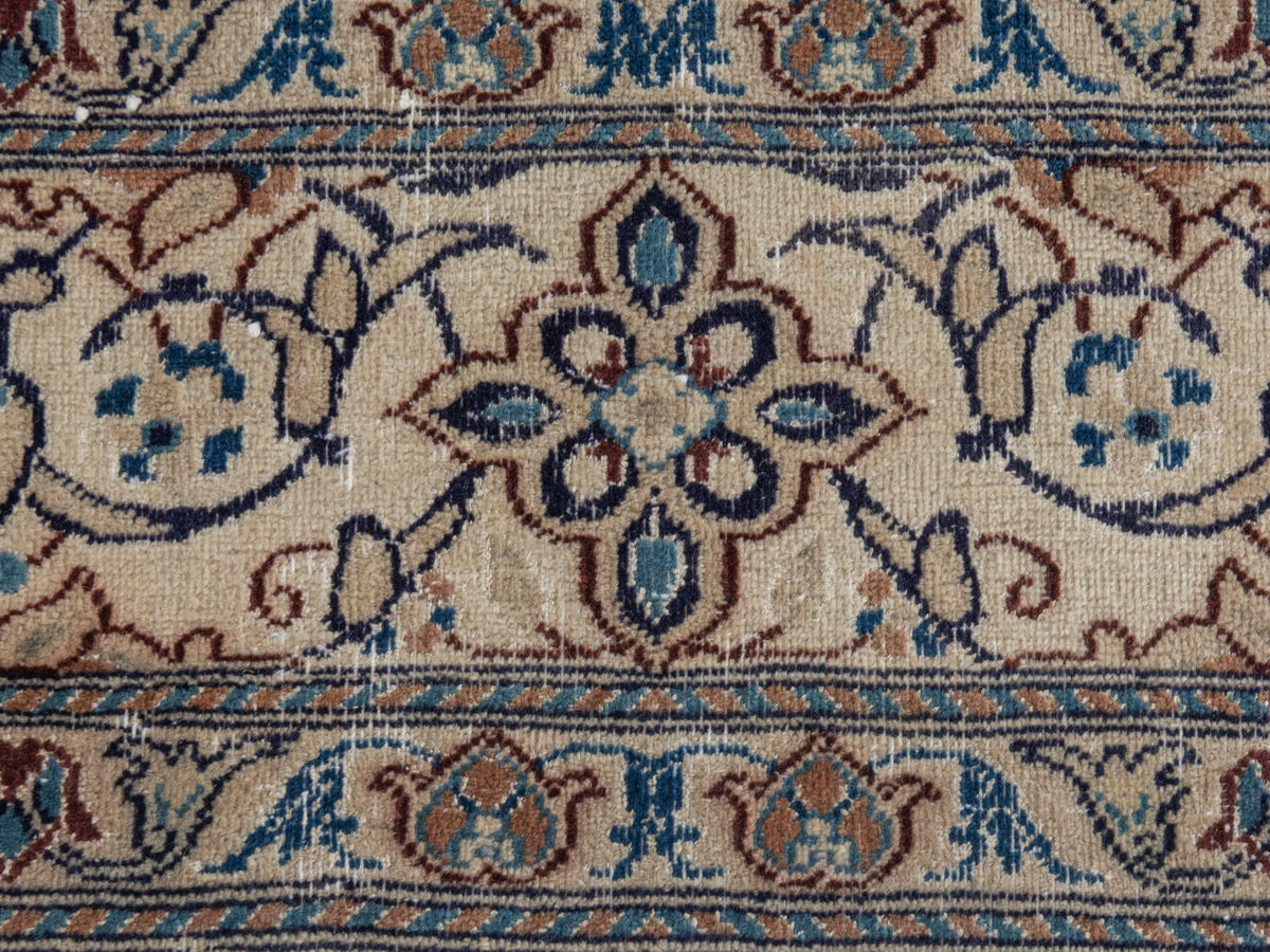 Persian Nain area rug in navy and cream, view 12 of 21