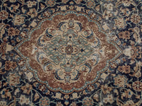 Persian Nain area rug in navy and cream, view 14 of 21