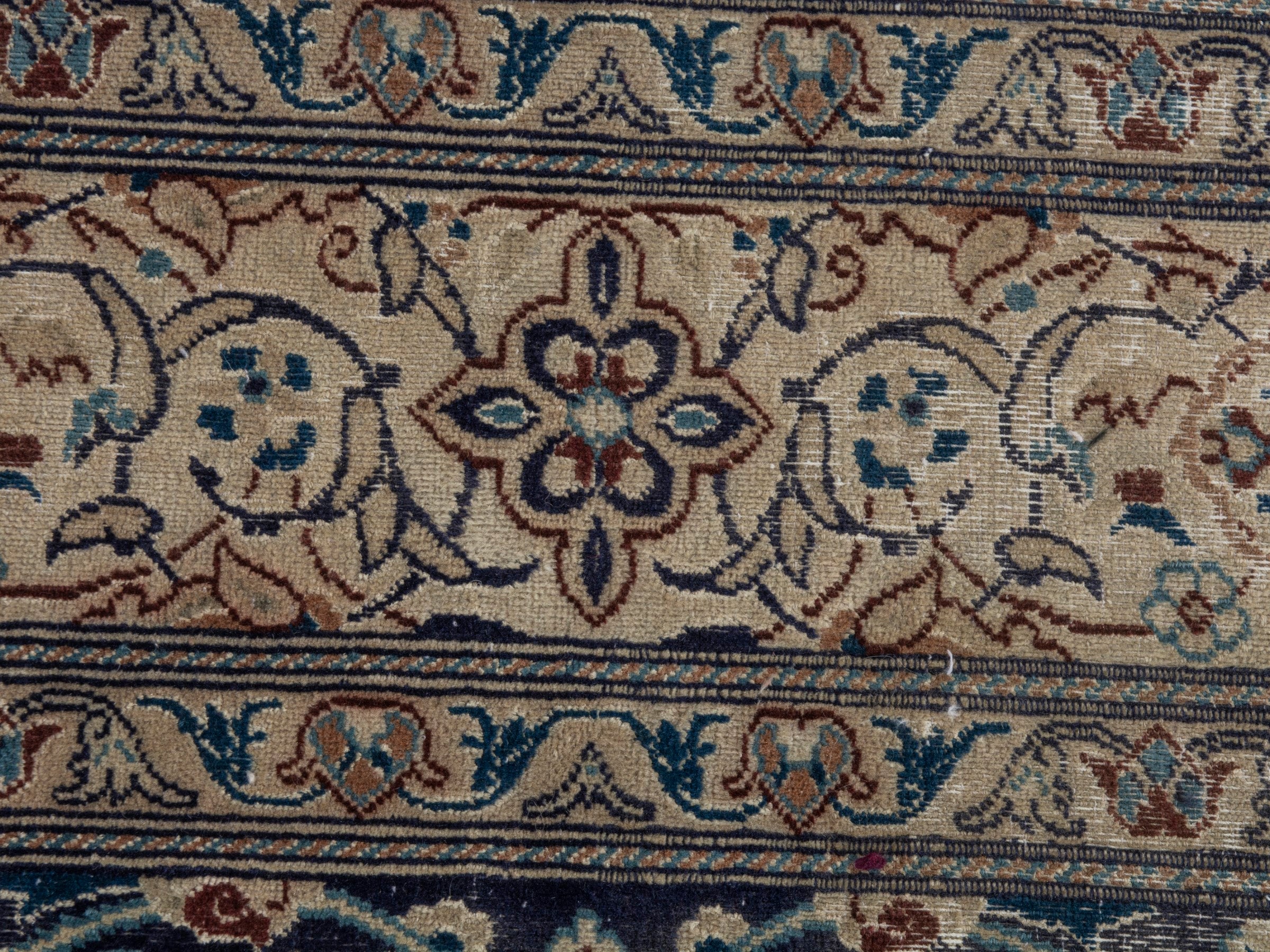 Persian Nain area rug in navy and cream, view 14 of 20
