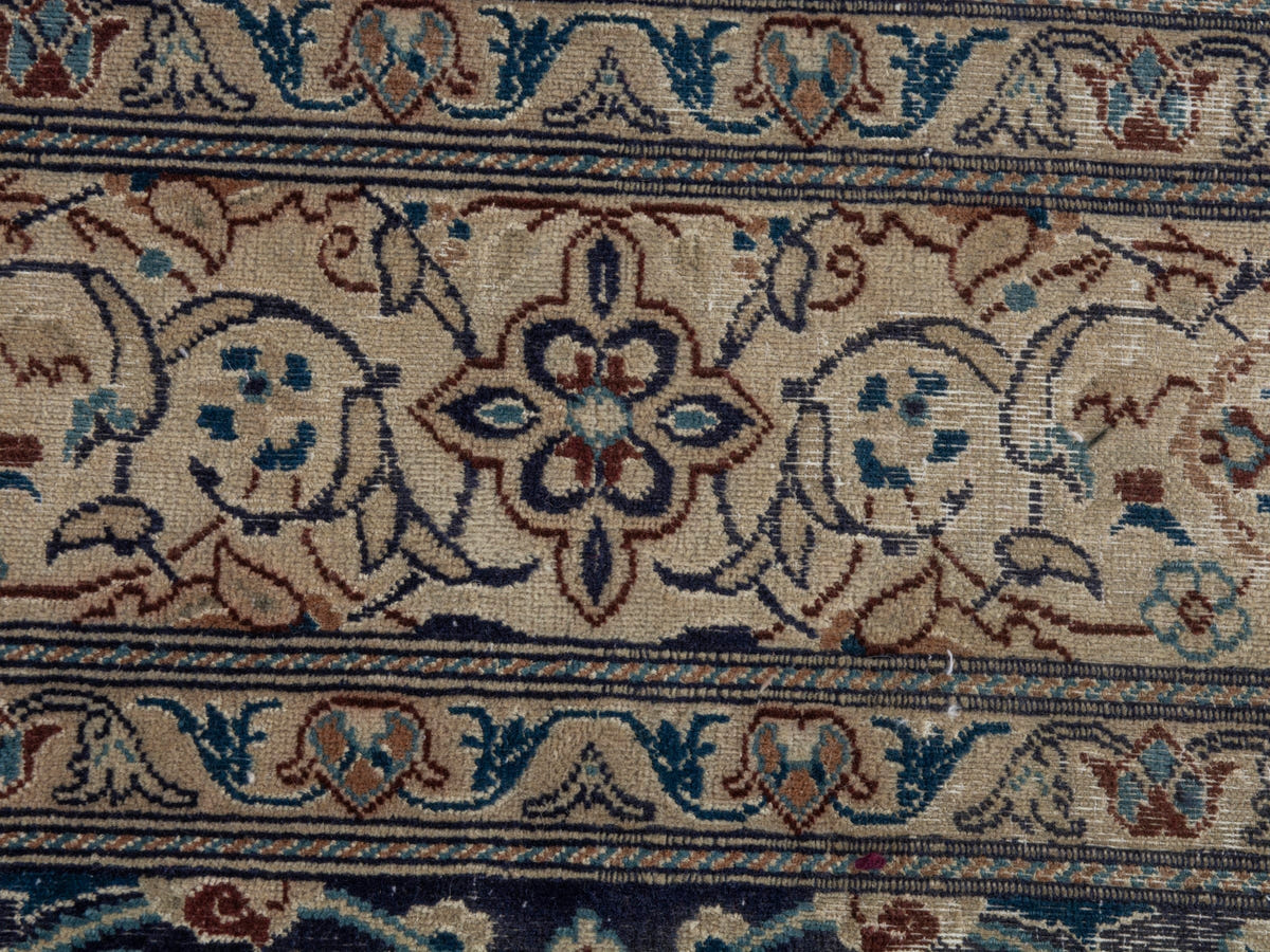 Persian Nain area rug in navy and cream, view 15 of 21