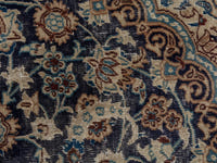 Persian Nain area rug in navy and cream, view 16 of 21