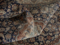 Persian Nain area rug in navy and cream, view 19 of 21